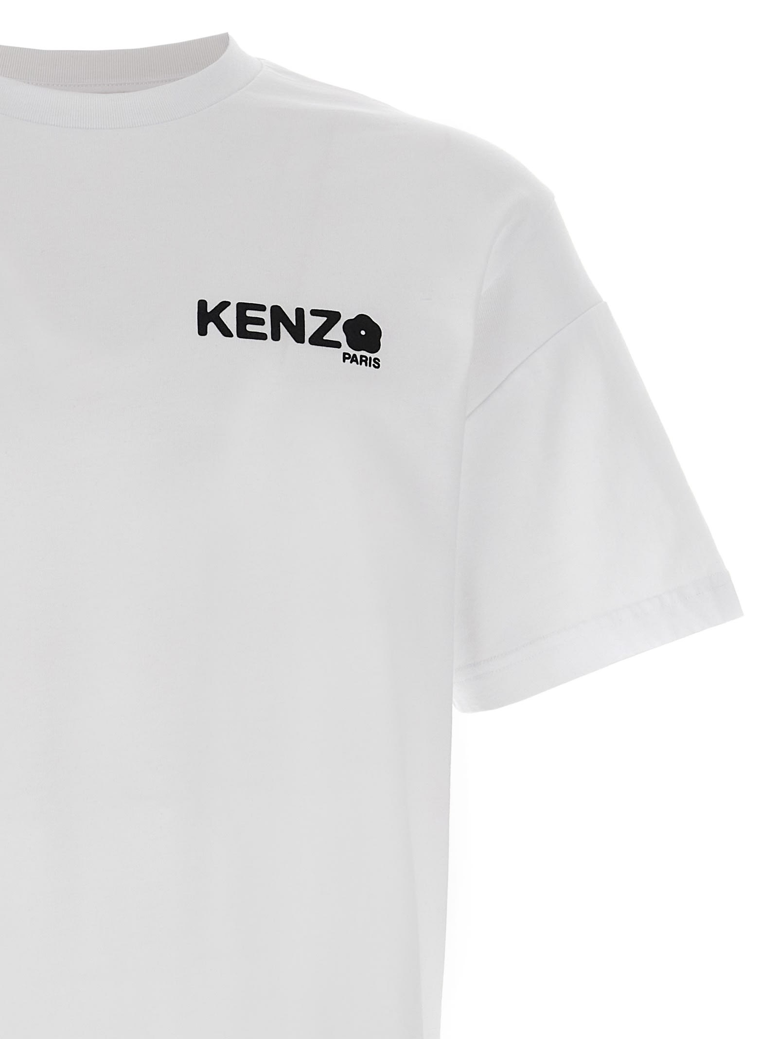 Kenzo White Classic T-shirt With Contrasting Logo Print In Cotton In White
