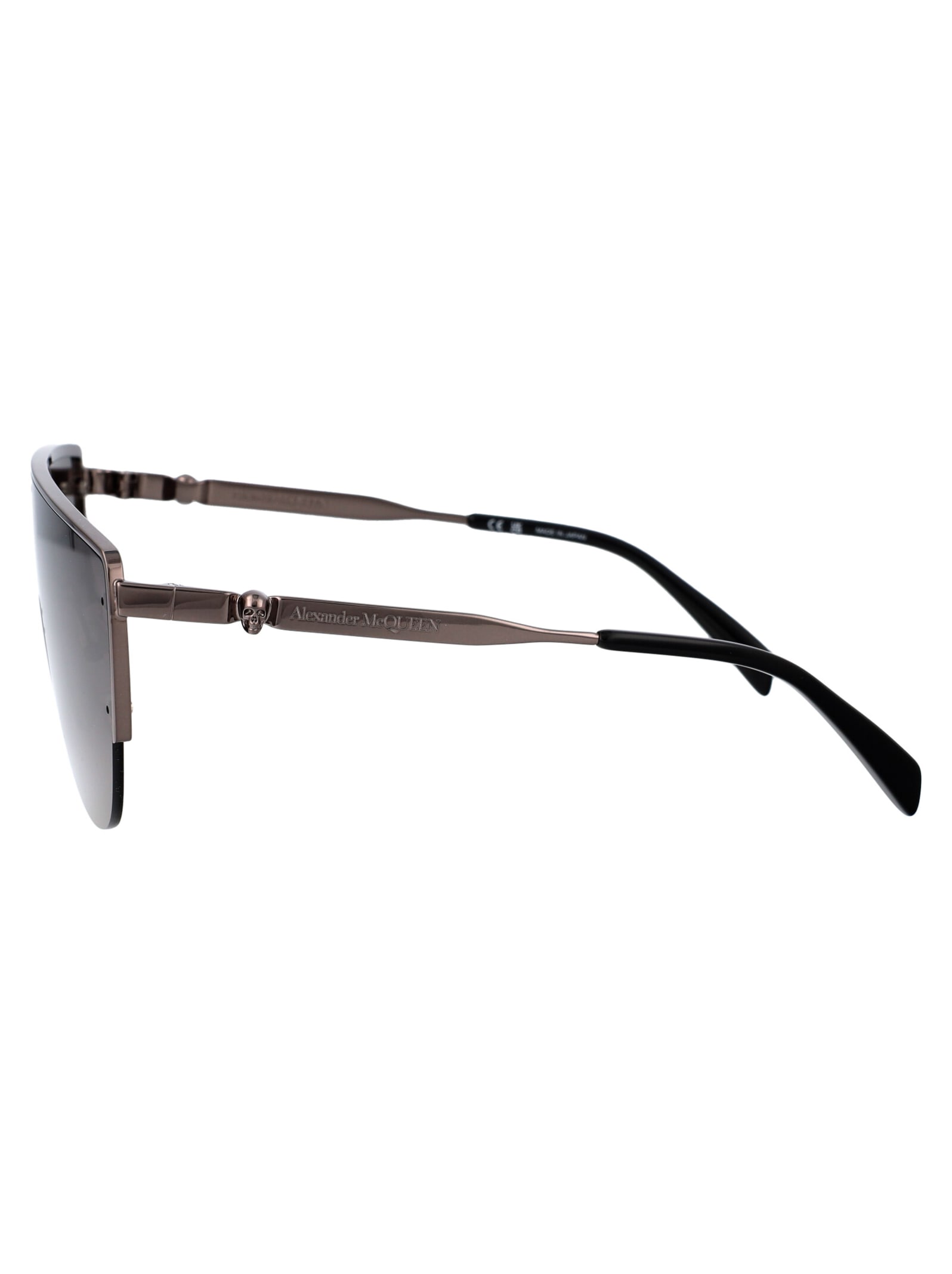 Alexander Mcqueen Am0457s Sunglasses In 001 Ruthenium Ruthenium Grey