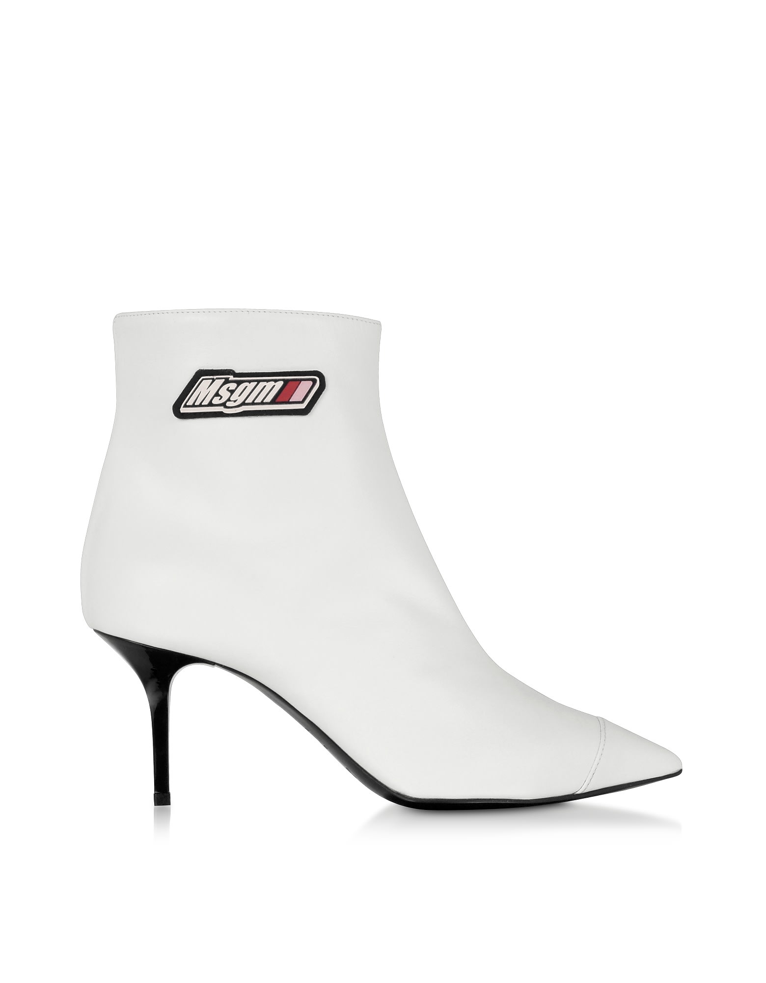 White Msgm Signature Ankle Boots