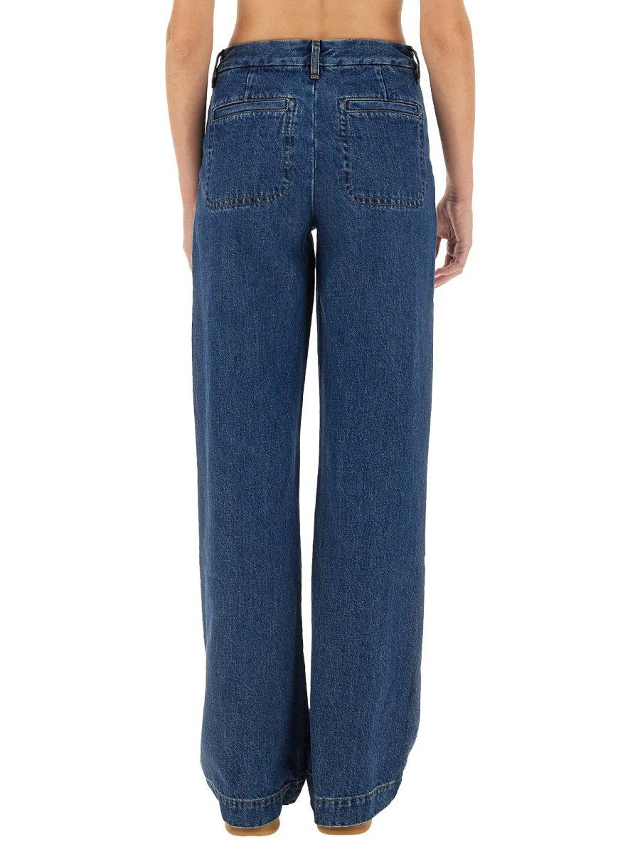 Shop Apc Seaside Wide-leg Jeans In Ial Washed Indigo