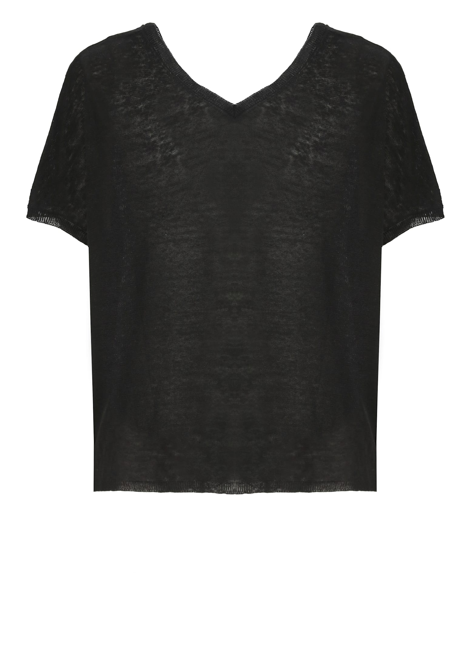 Kangra Cashmere Kangra Black Linen Knit Top