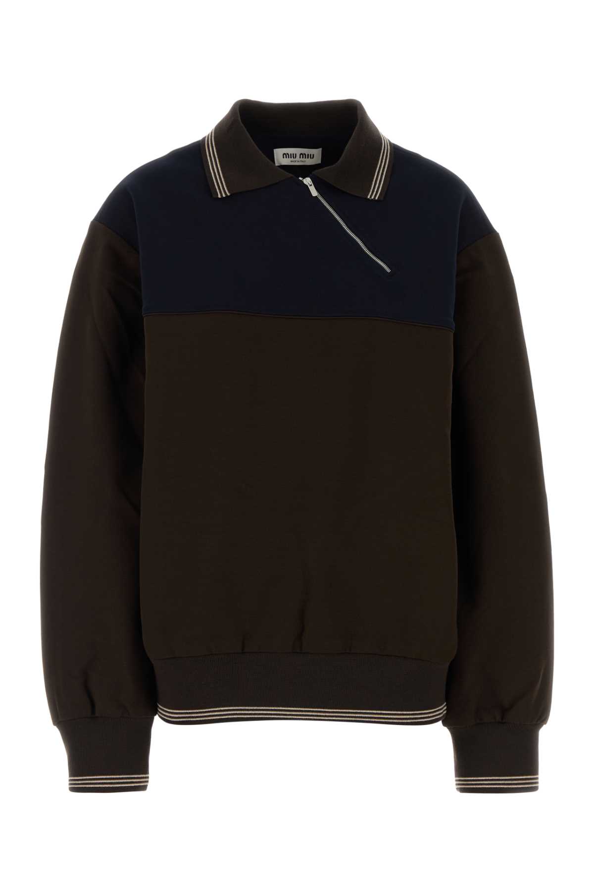 Miu Miu Oversized Sweatshirt Featuring Contrast Panel In Multi