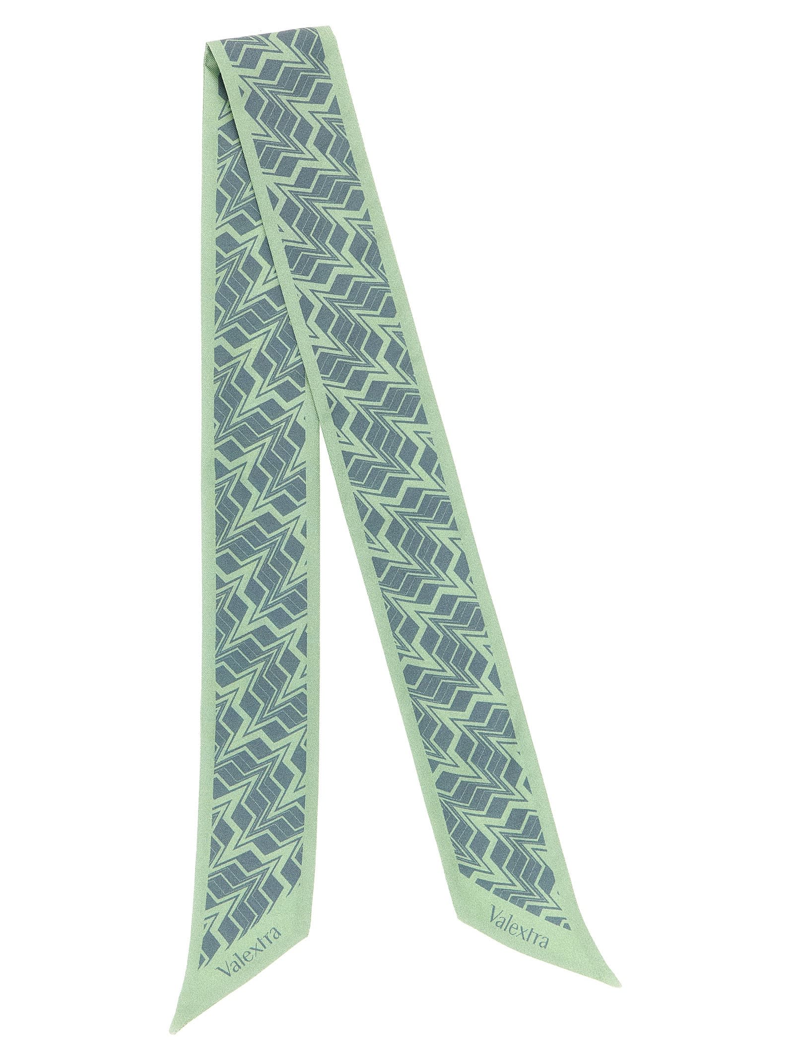 Valextra Astratto Silk Ribbon Chevron Pattern Lightweight In Green