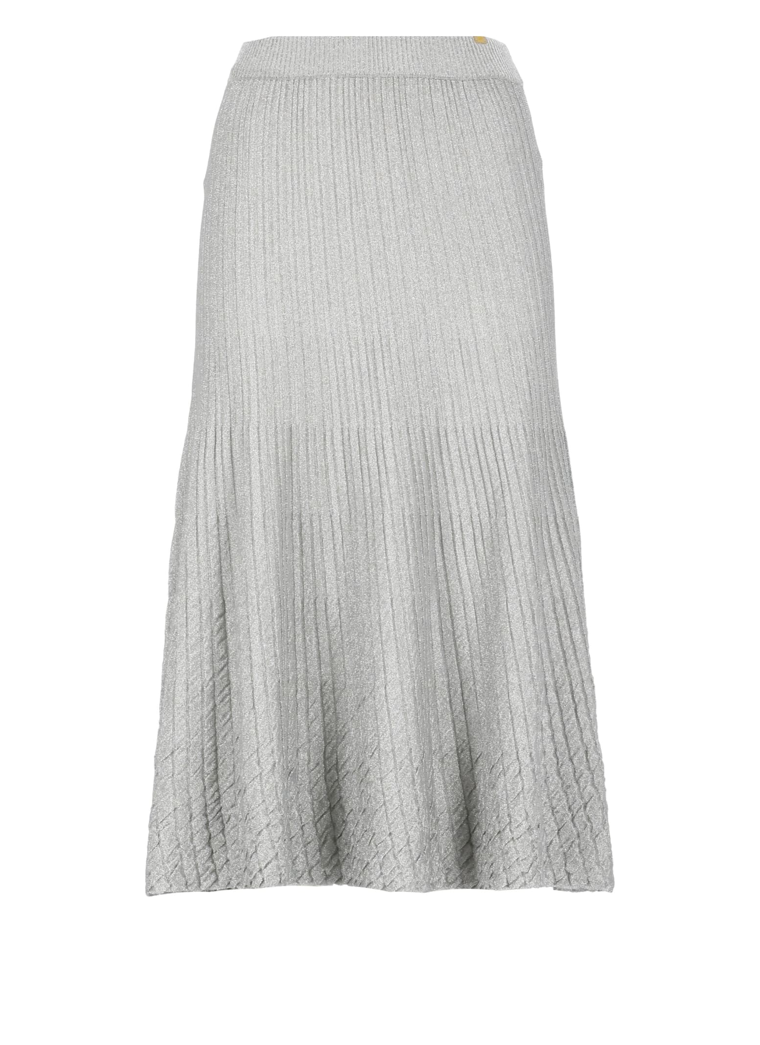 Shop Elisabetta Franchi Lurex Skirt In Grey