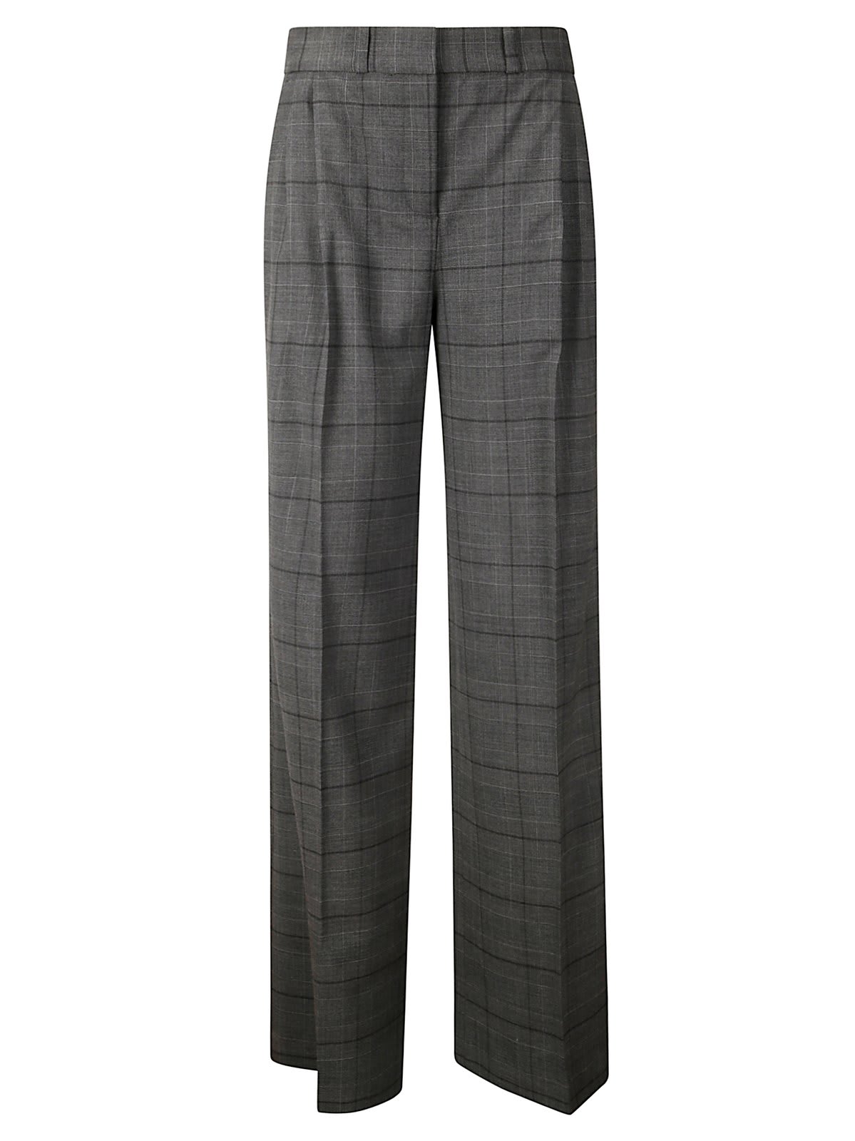 Shop Coperni Plaid Check Wide Leg Trousers In Grey