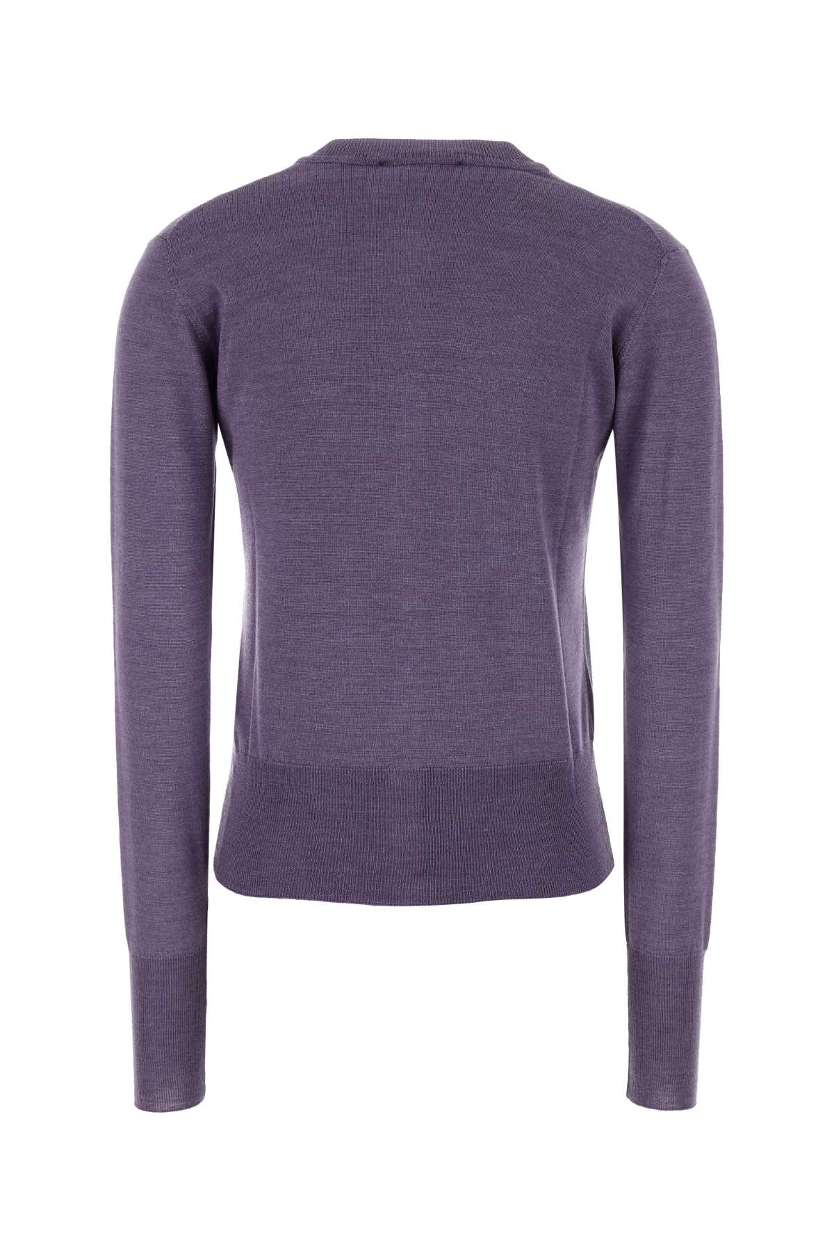 Vivienne Westwood Wool Blend Bea Cardigan With Ribbed Cuffs And Hem In Lilac