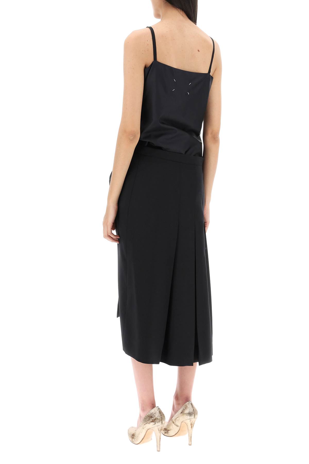 Maison Margiela Gathered Bow Silk Midi Dress In Black (black)