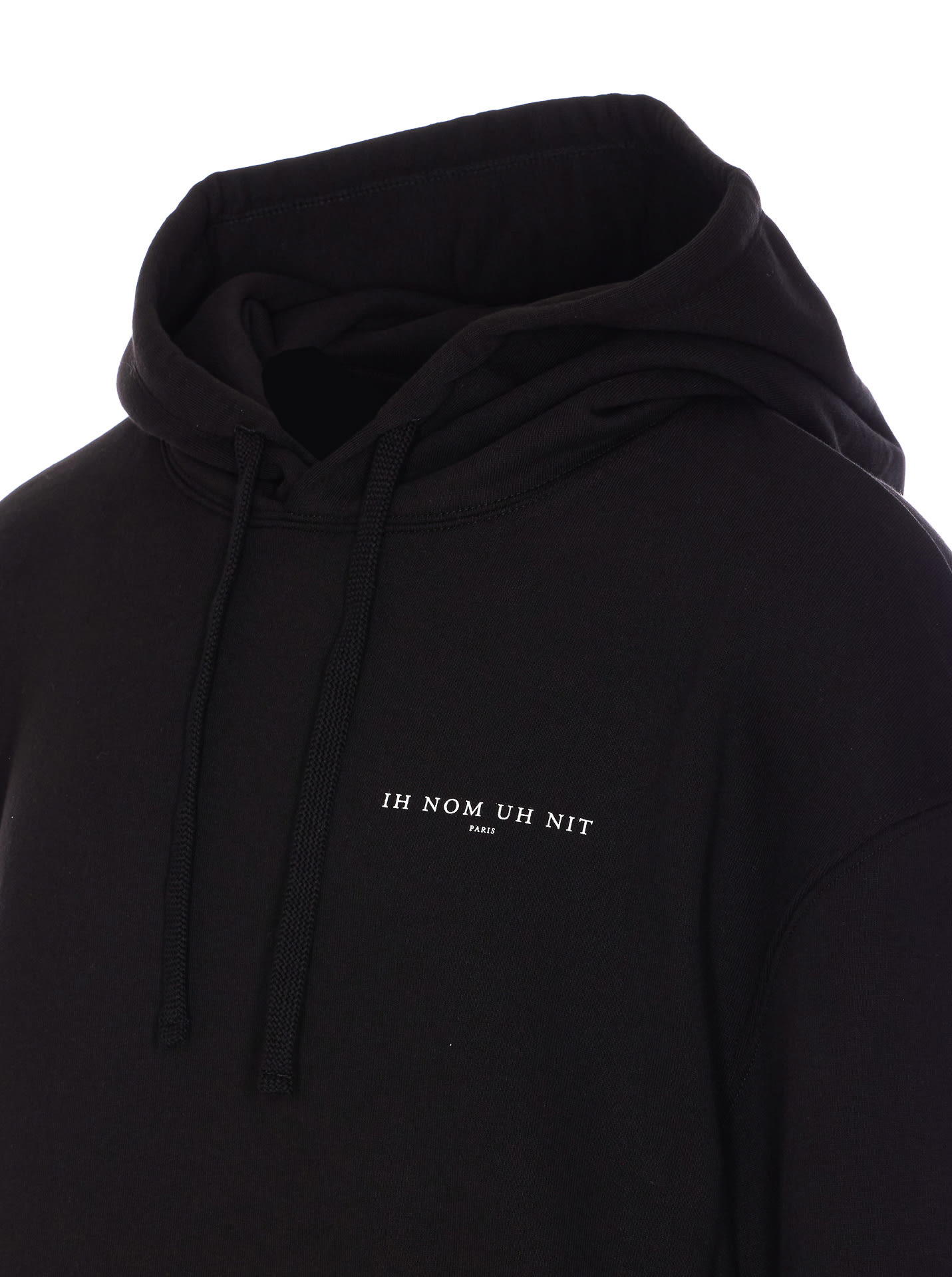 Ih Nom Uh Nit Relaxed Fit Black Hoodie With Graphic Design In Black