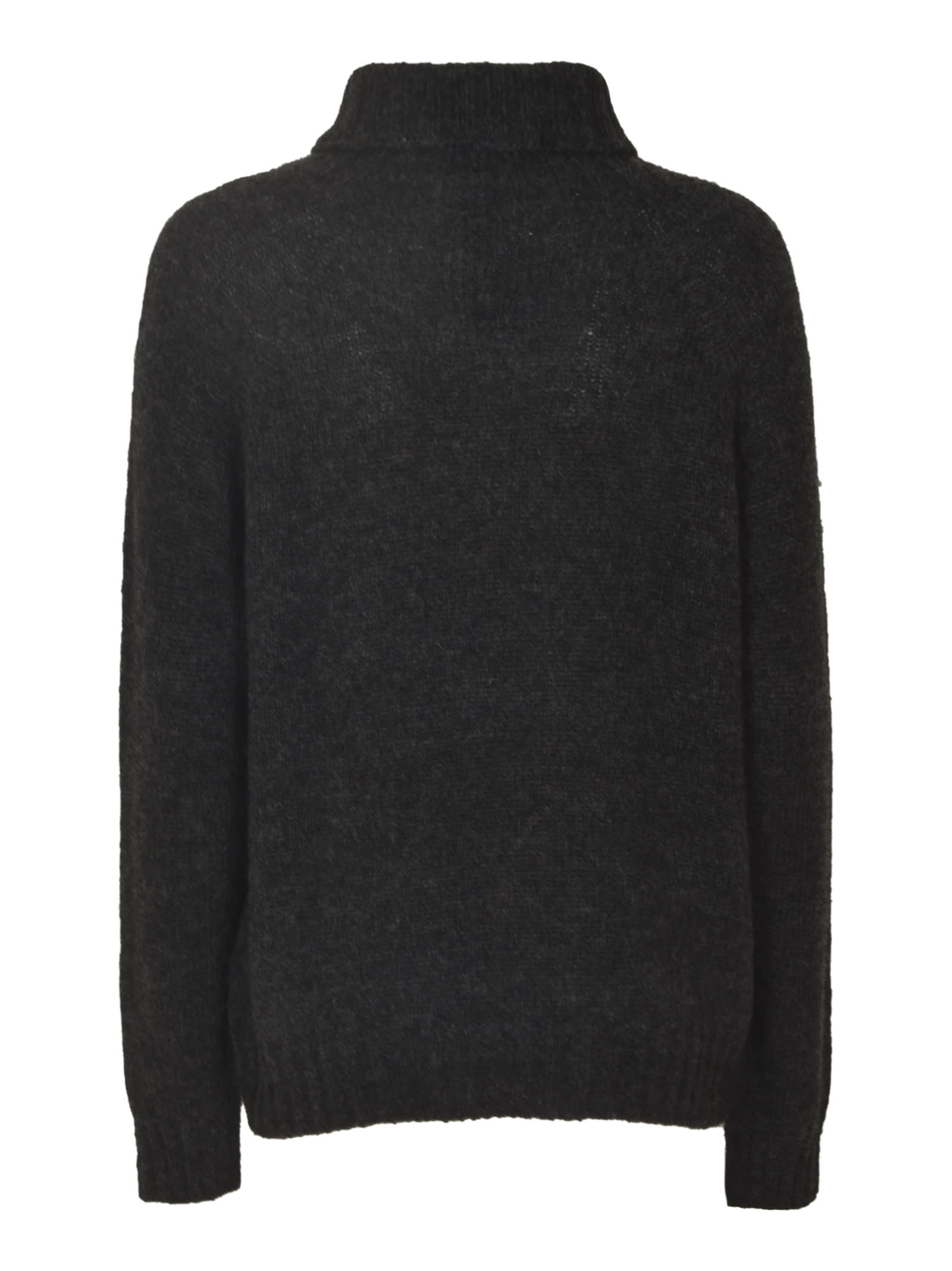 Shop Oliver Lattughi Turtleneck Rib Trim Knit Pullover In Carbon