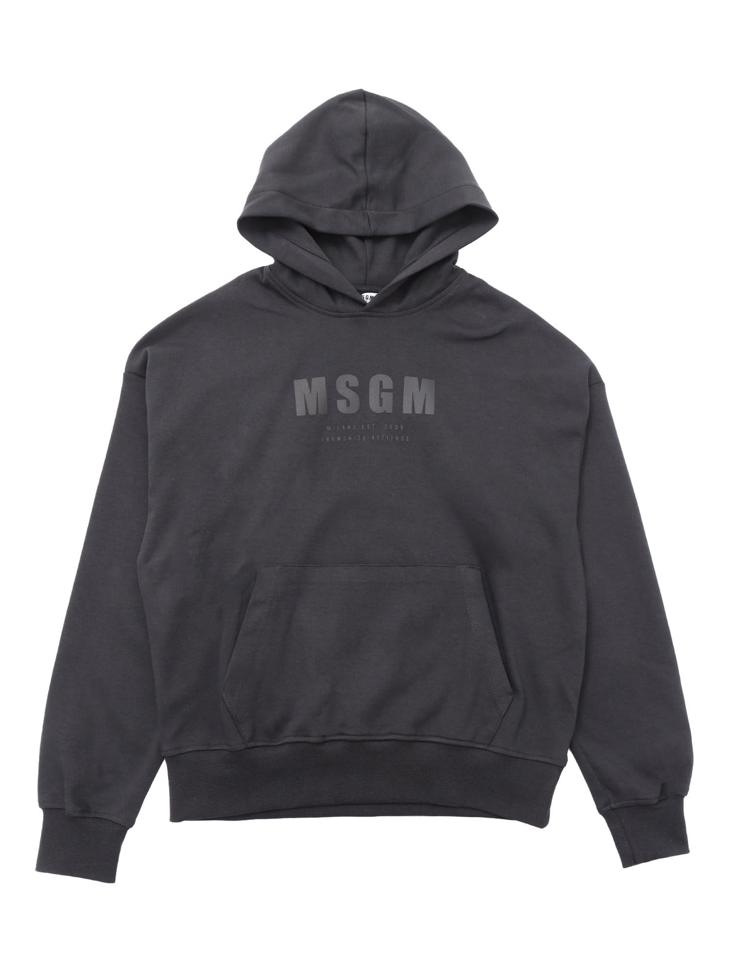 Msgm Interlock Hoodie Stone Unisex In Gray