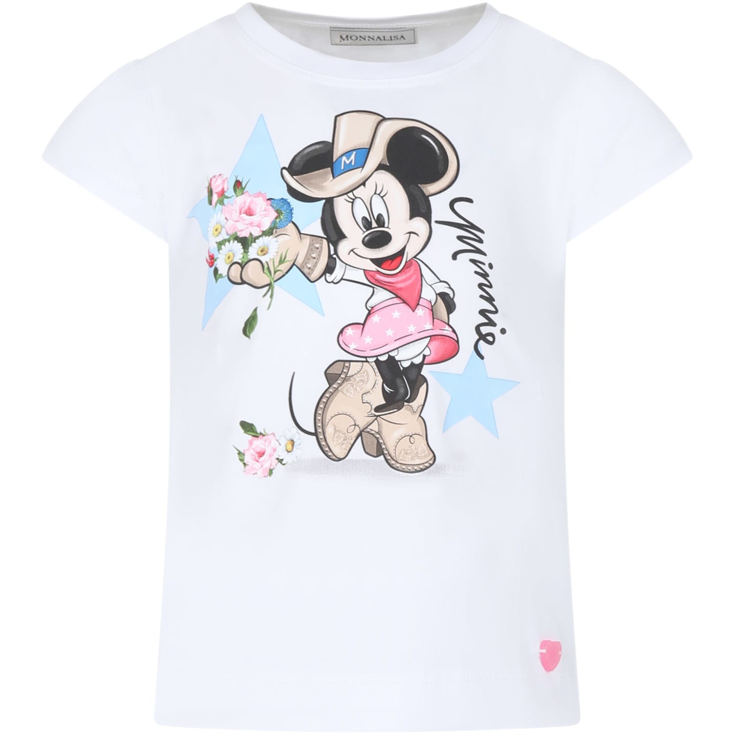 Shop Monnalisa White T-shirt For Girl With Minnie In Bianco