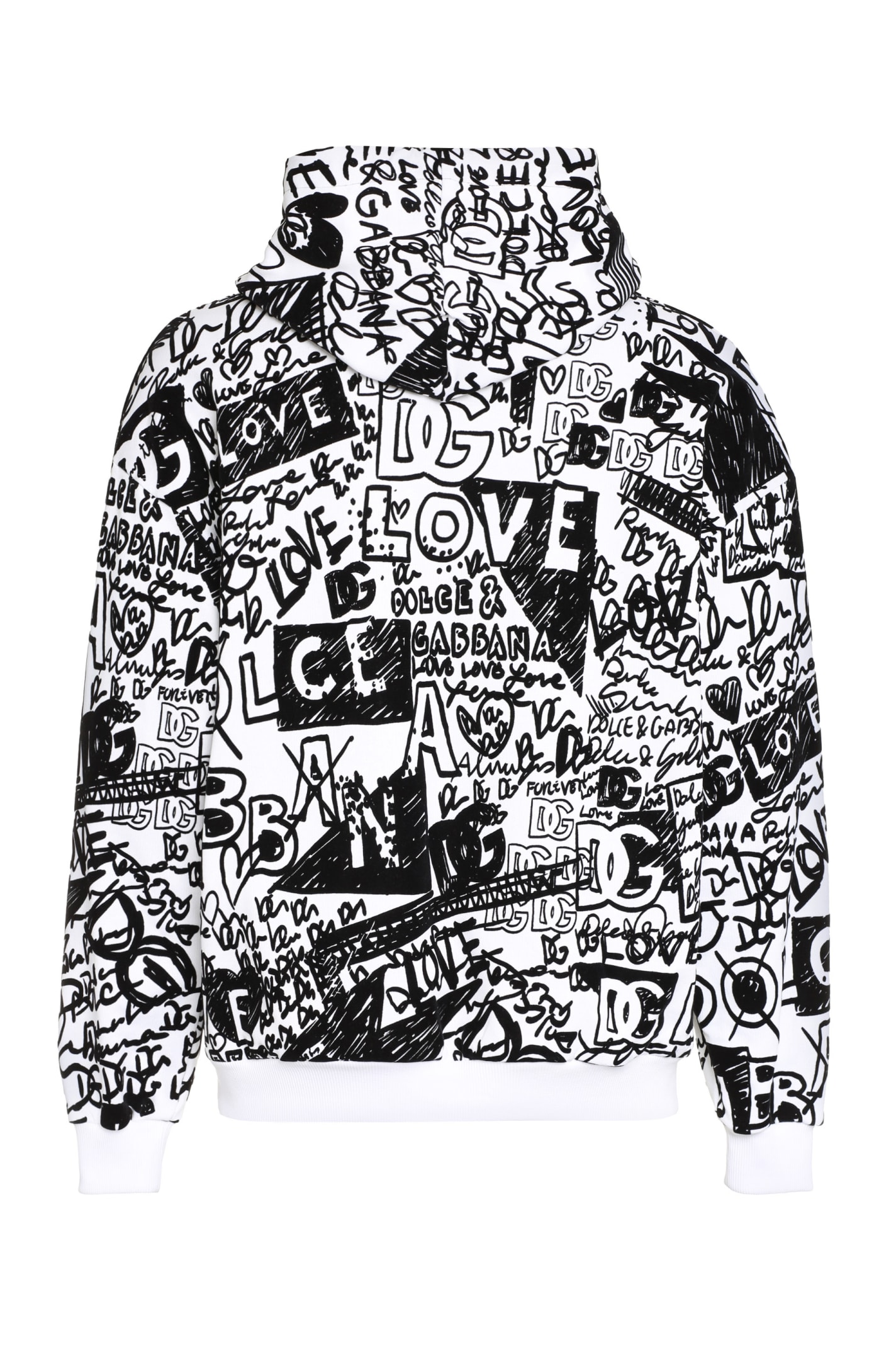 Dolce & Gabbana Graffiti Print Hooded Sweatshirt In Multi