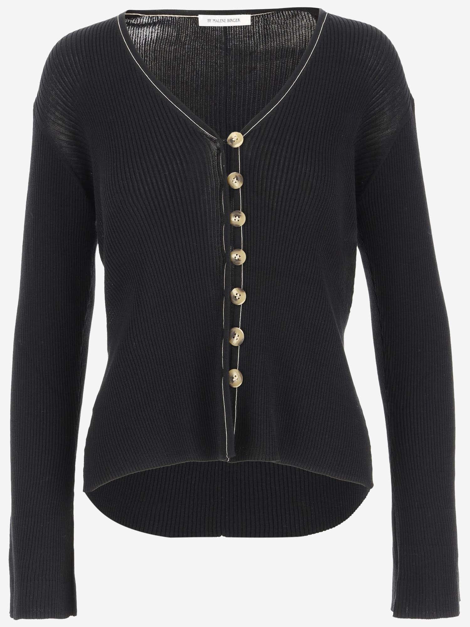 Shop By Malene Birger Cotton Blend Cardigan In Black