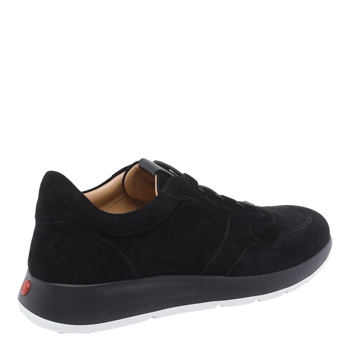 Tod's Round Toe Low Top Suede Sneakers With Rubber Sole In Black