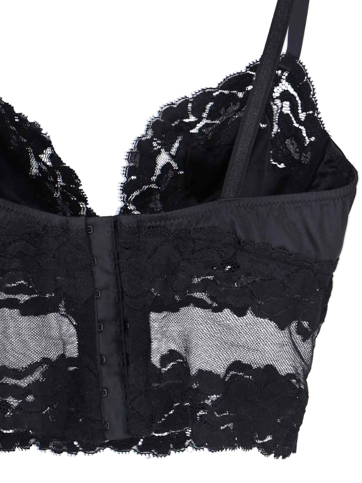Dolce & Gabbana Sleeved Top With Adjustable Straps And Lace In Black
