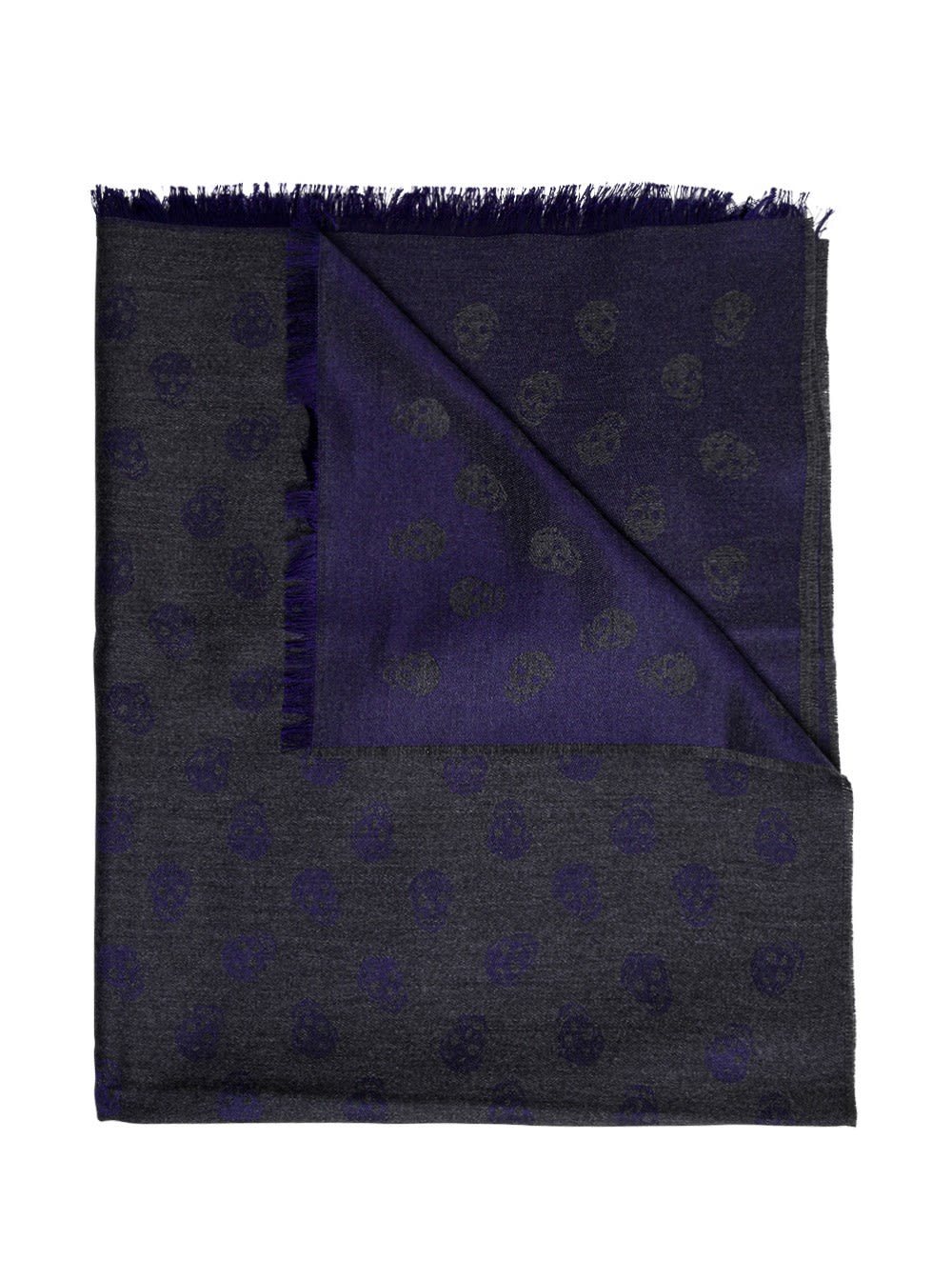 Alexander McQueen Grey And Purple Skull Scarf In Wool And Silk