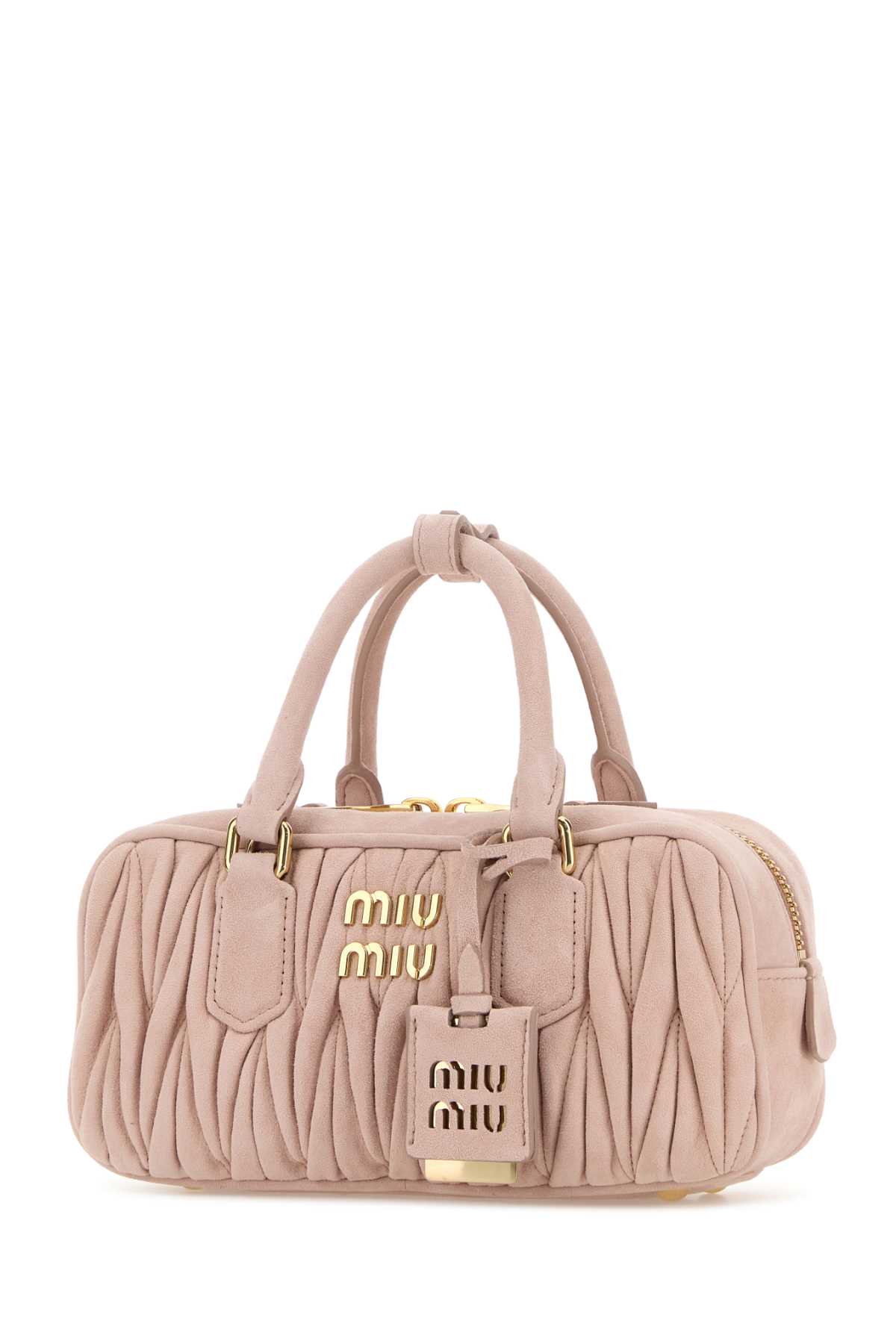 Miu Miu Pastel Pink Suede Arcadie Handbag In Pink