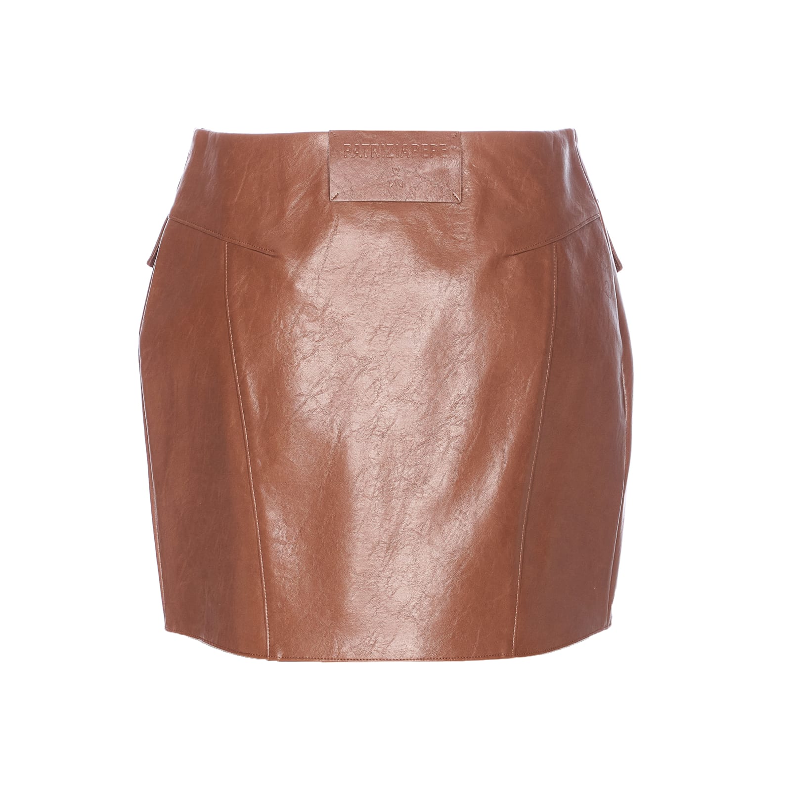 Patrizia Pepe Faux Leather Mini Skirt In Brown