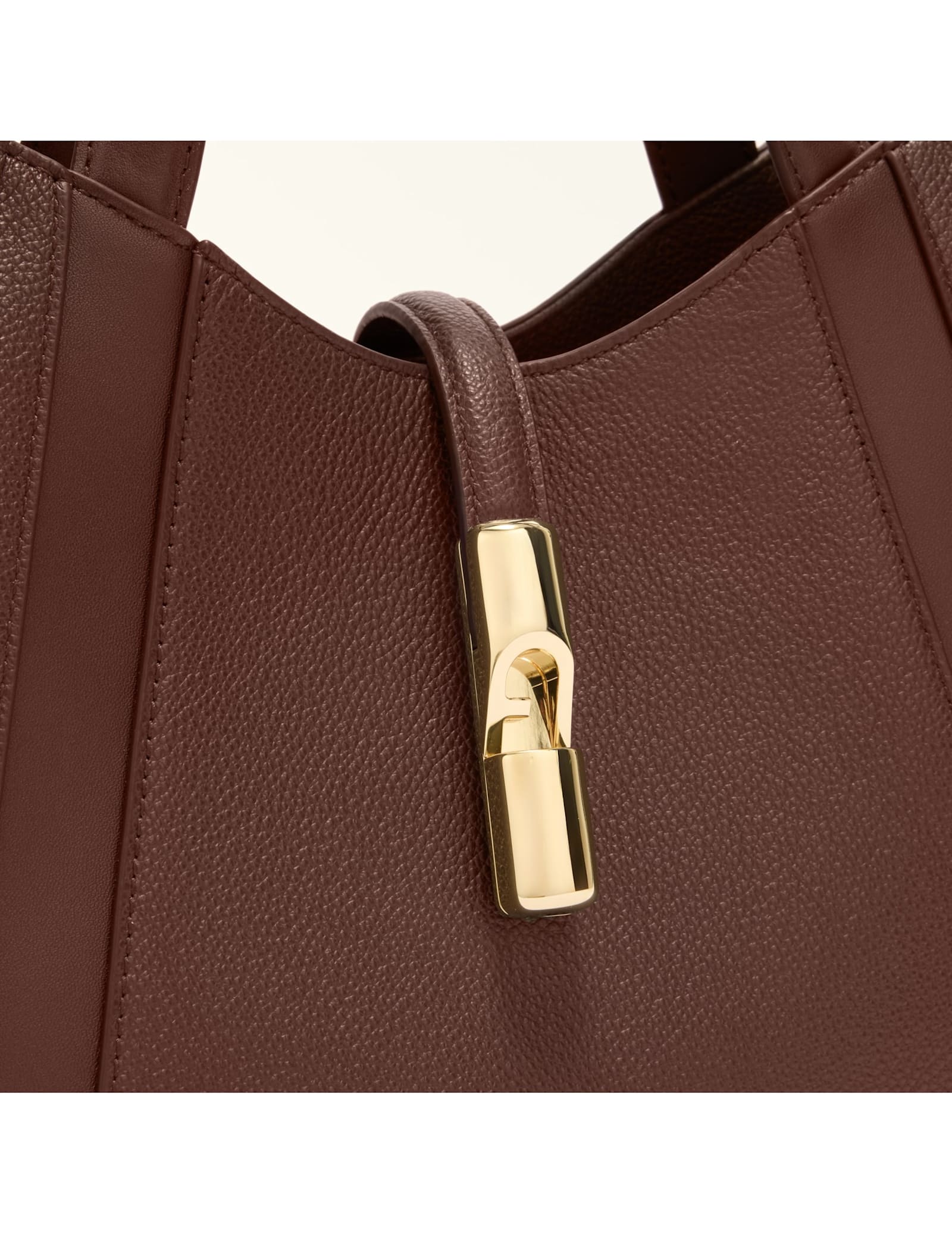 Furla Goccia S Leather Tote Handbag, Chocolate Color