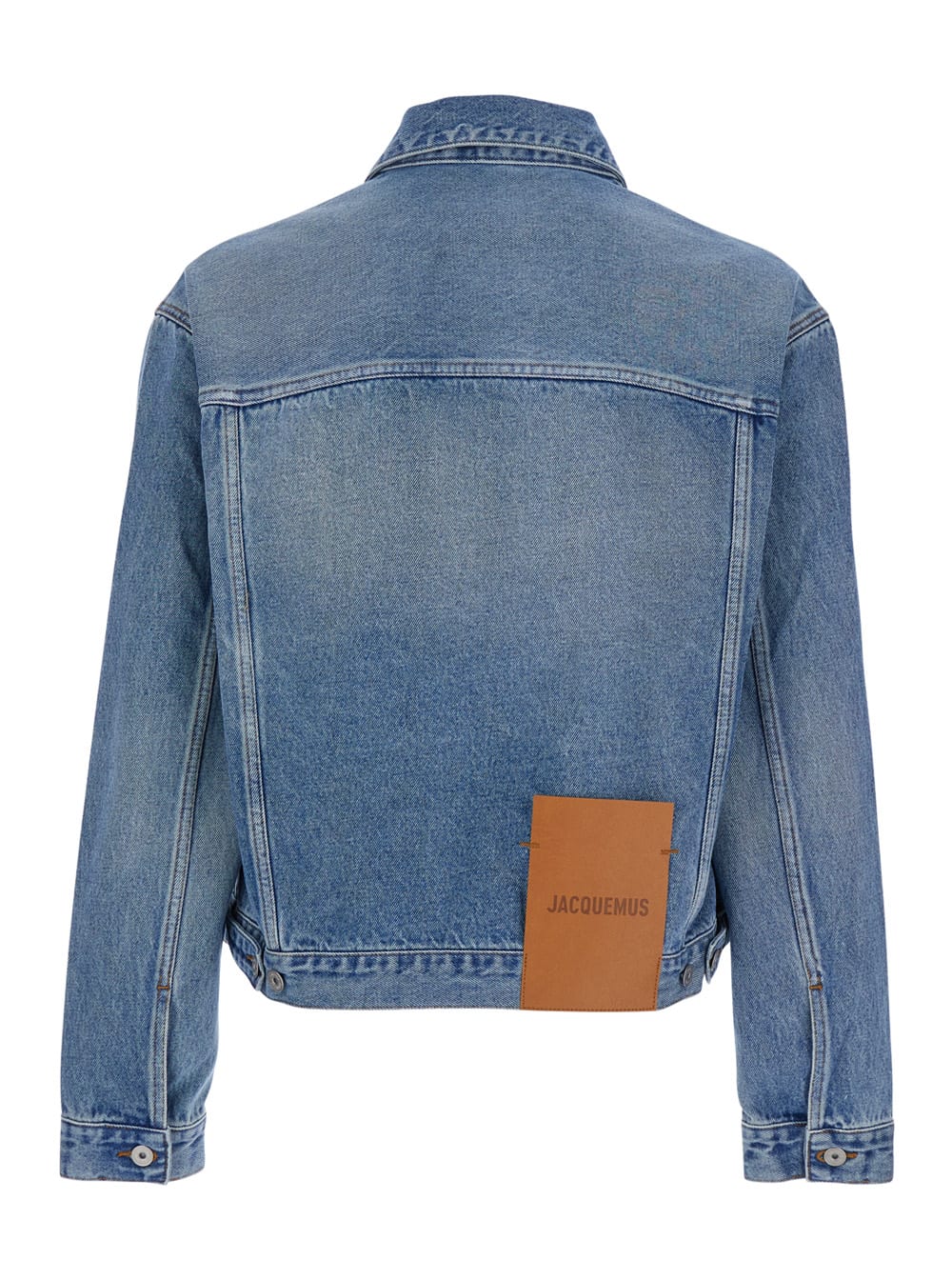 Jacquemus Vintage Light Wash Cropped Denim Jacket In Blu