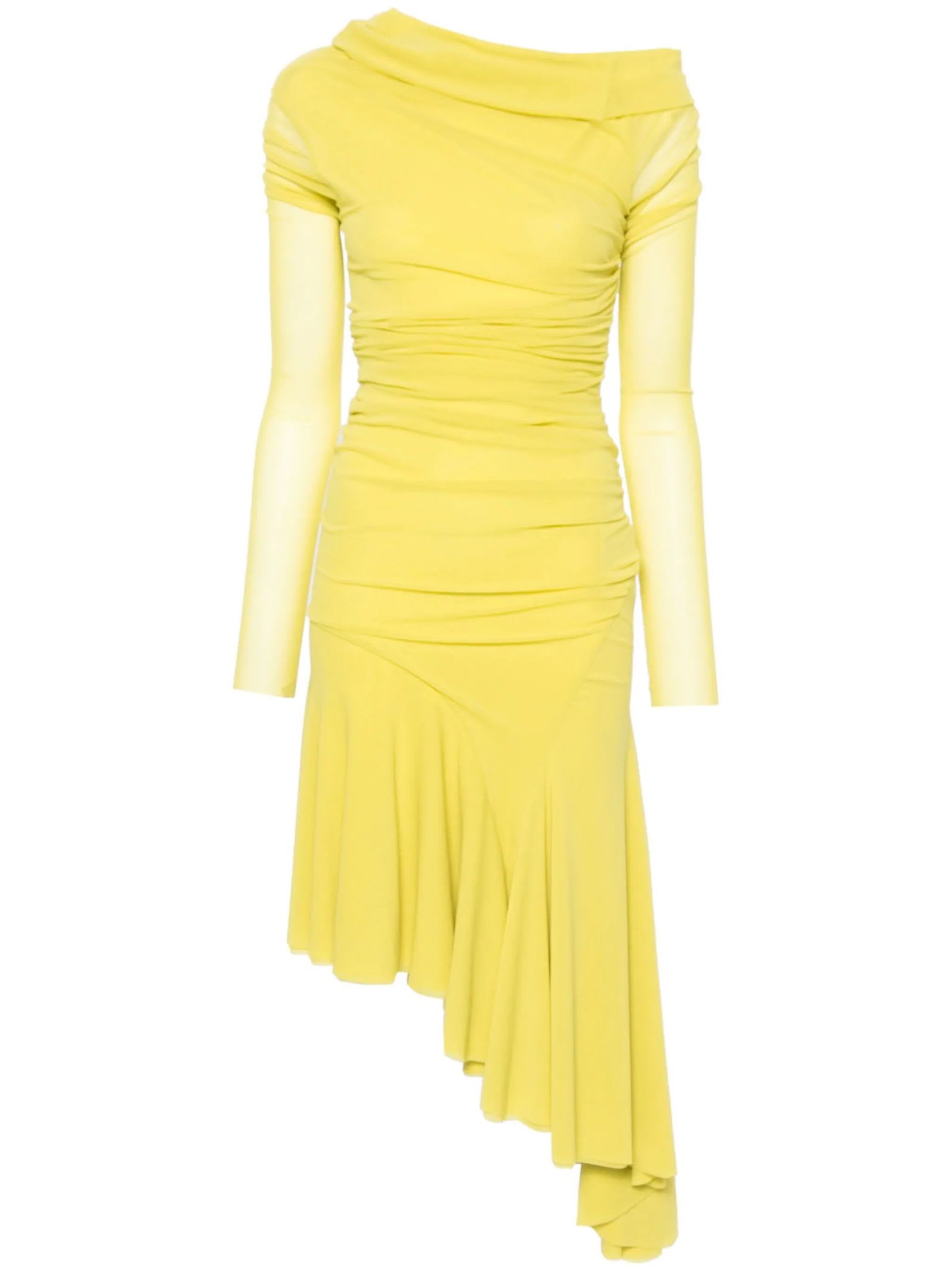 Shop Philosophy Di Lorenzo Serafini Yellow Asymmetric Midi Dress