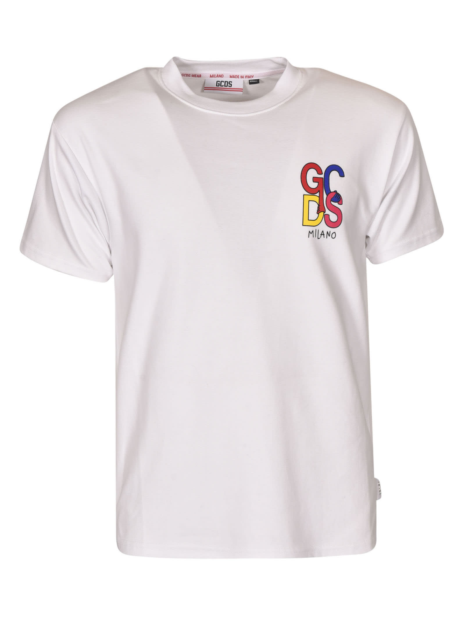 GCDS Multicolor Logo On Front And Back T-shirt