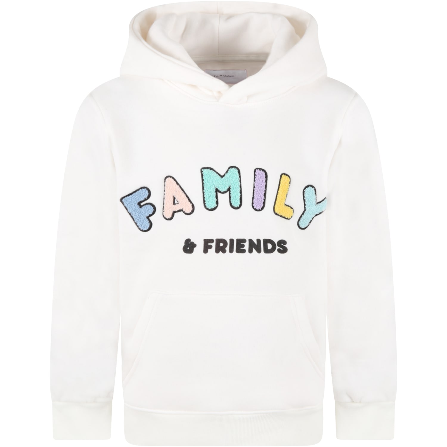Family First Milano White Sweatshirt For Kids With Colorful Logo