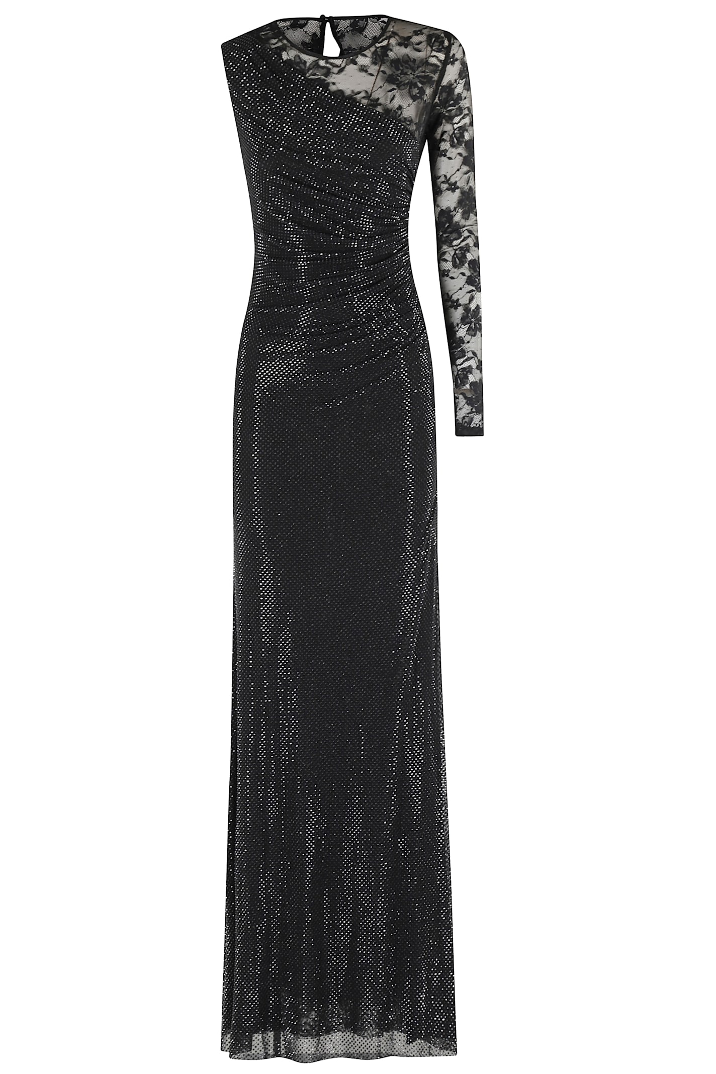 Rhinestone Lace Sleeve Maxi Dress