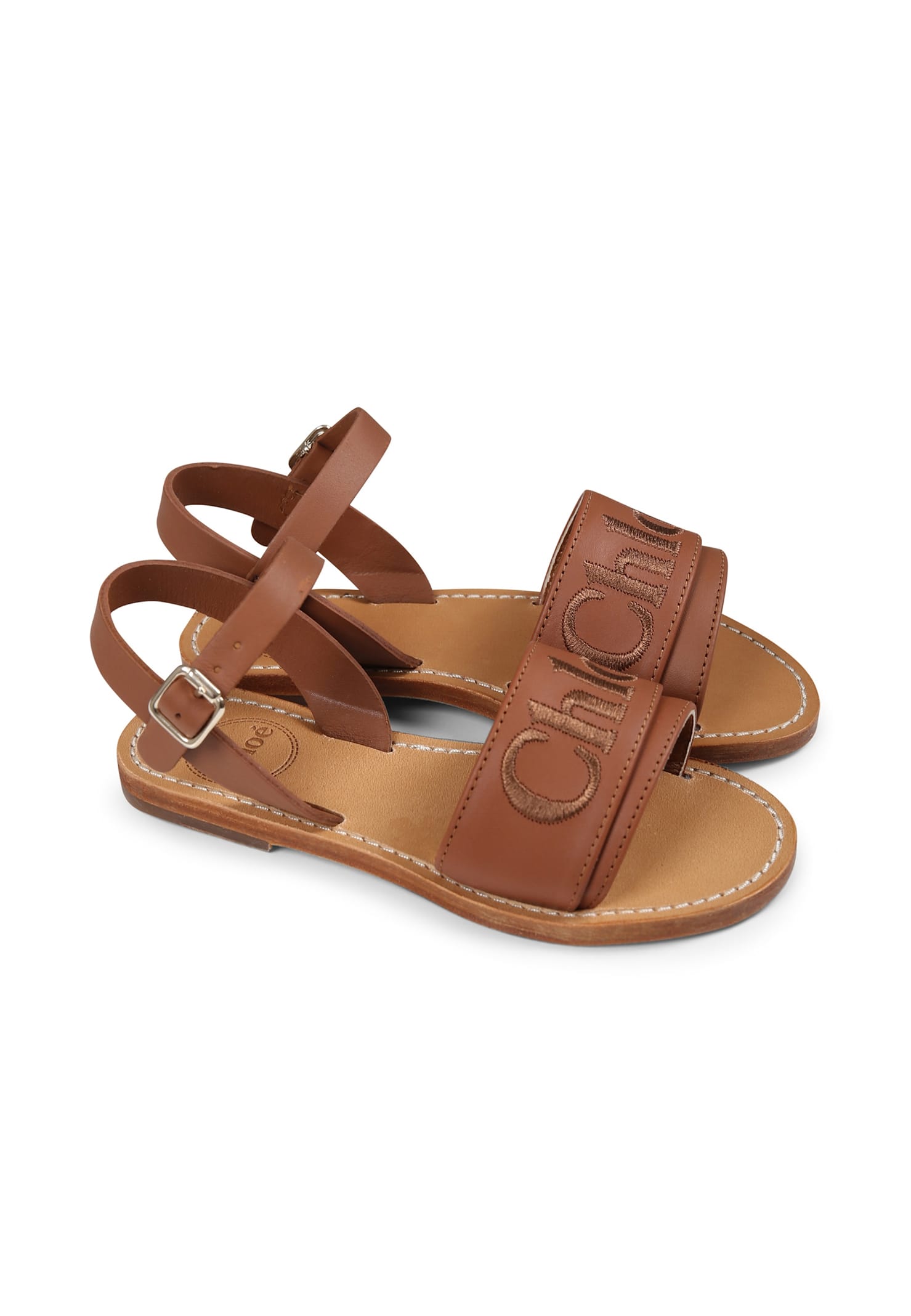 Shop Chloé Brown Sandals For Girl With Logo