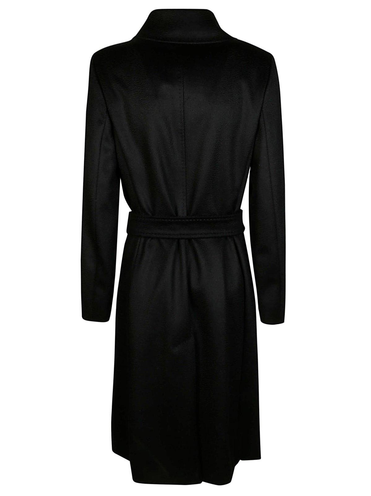 Shop Max Mara Long Double-breasted Coat In Nero