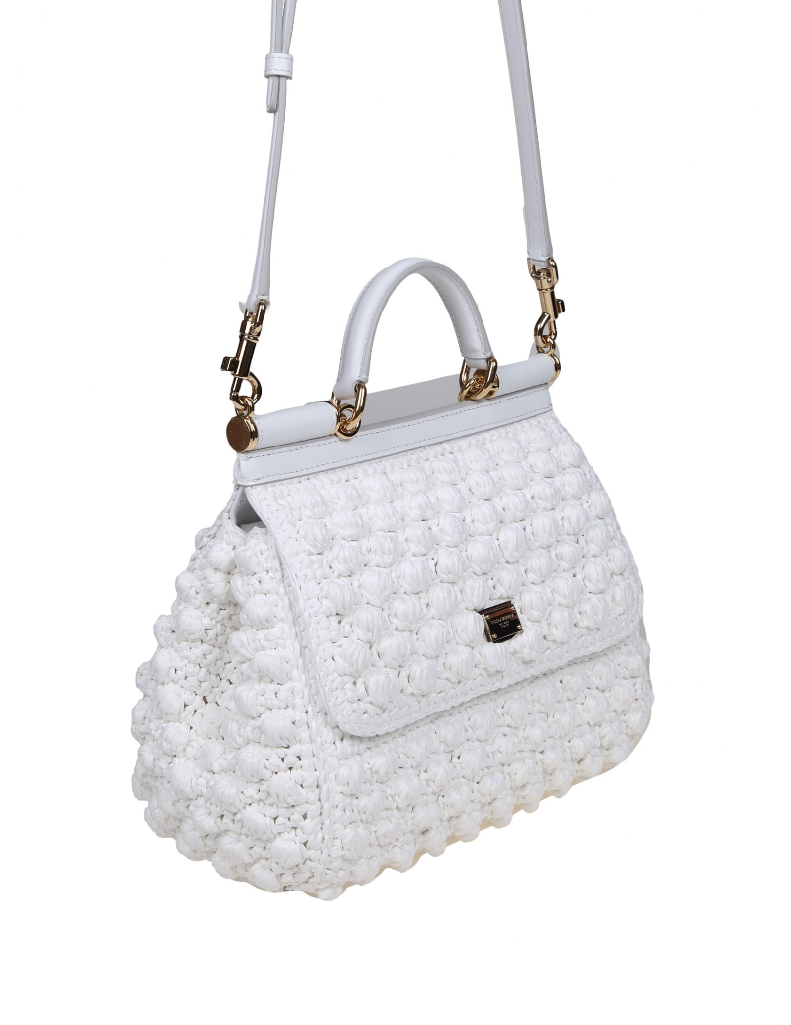 Shop Dolce & Gabbana Dolce E Gabbana Raffia Crochet Handbag White Color In White/white