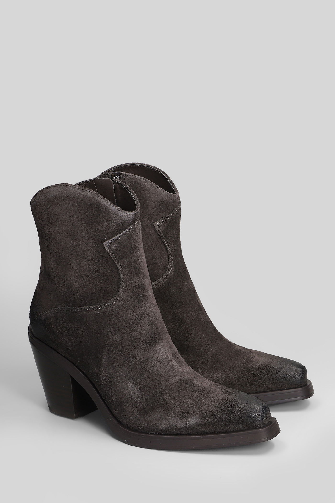 Ash Judy 03 Texan Ankle Boots In Brown Suede In Brown