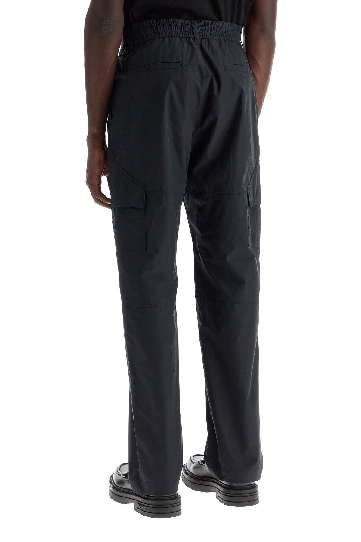 Versace Informal Pant Light Cotton Gabardine Fabric And Stamp Embroidery In Black
