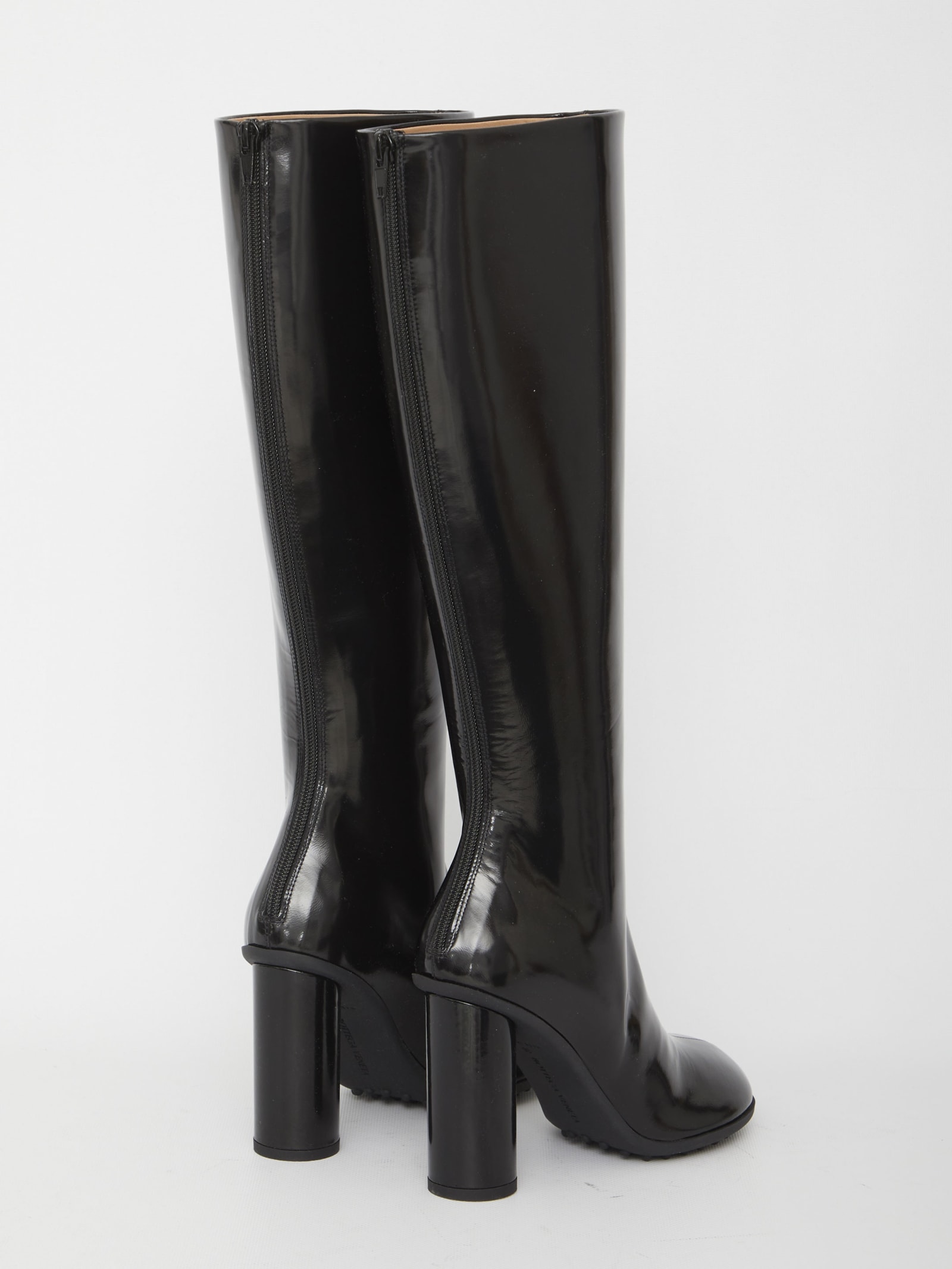 Bottega Veneta Black Leather Atomic Boots In Black