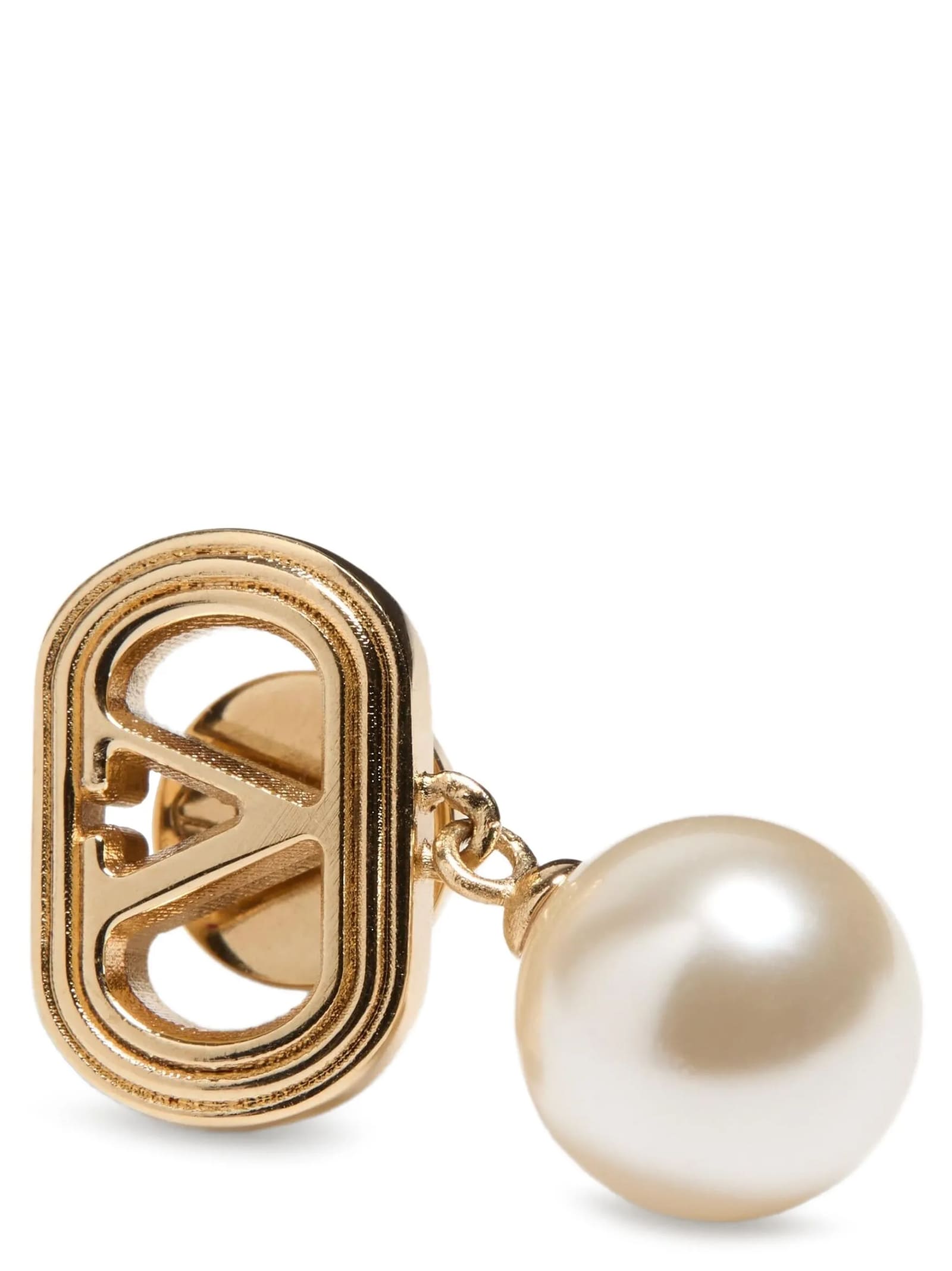 Valentino Ovalette Earrings Featuring Pearl Detail In Gold