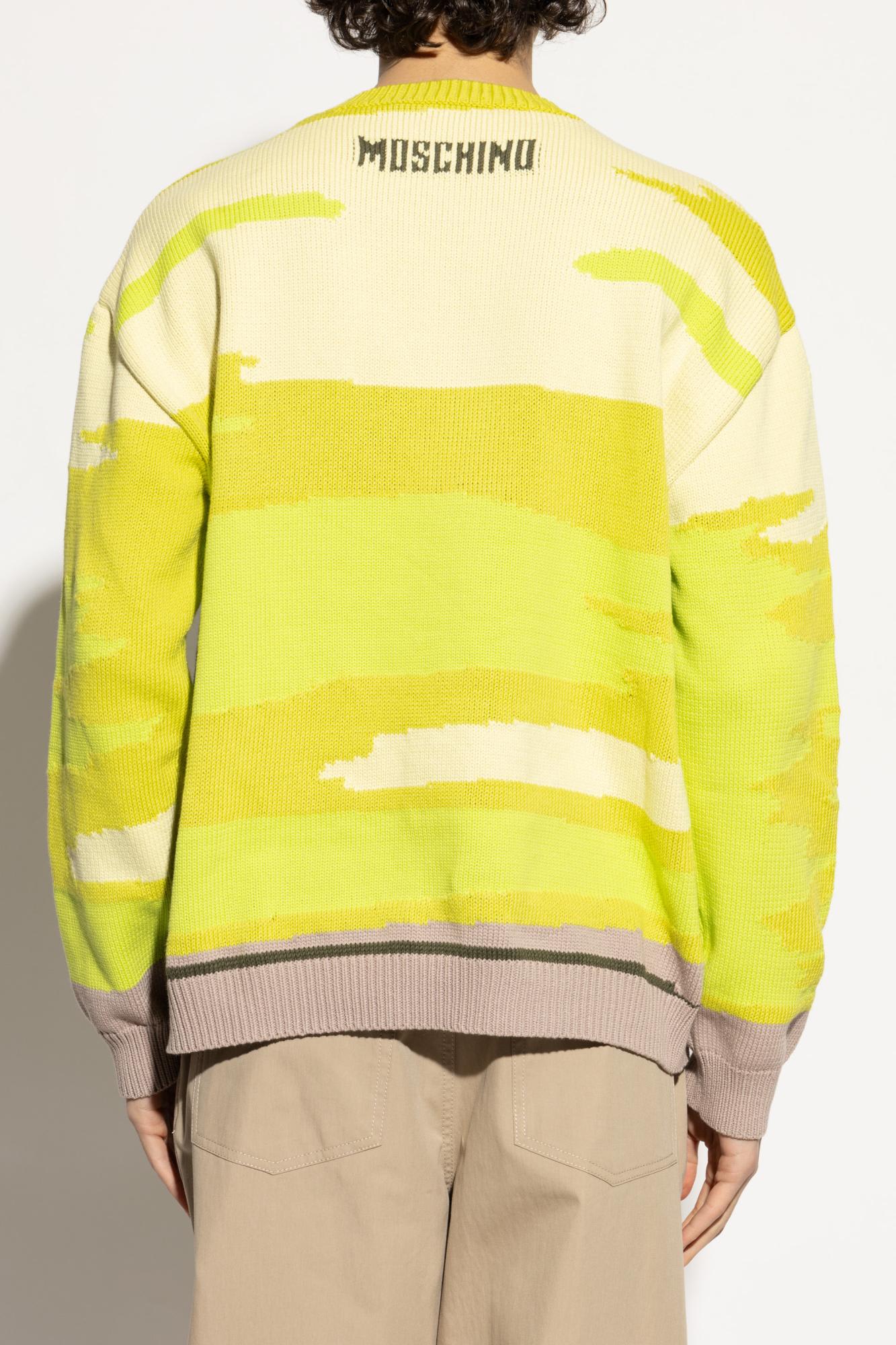 Moschino Chimpanzee Intarsia Knit Sweater In Green