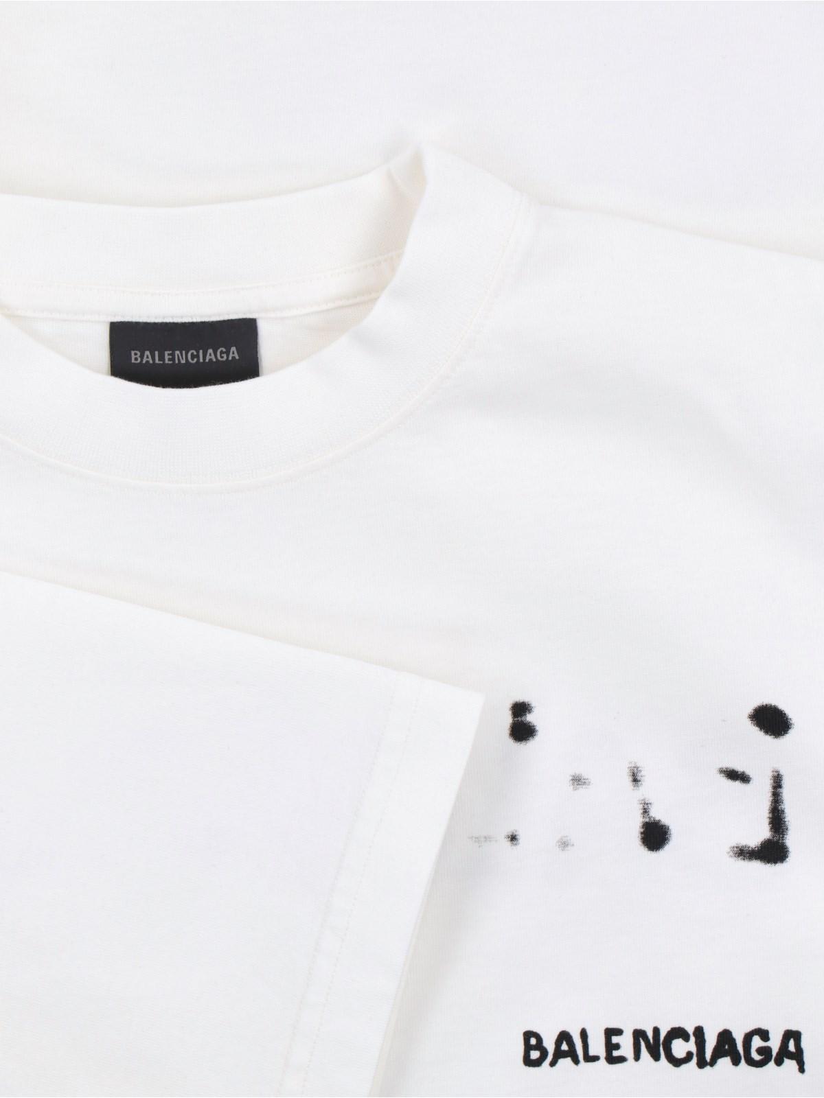 Shop Balenciaga Bleed Logo T-shirt In Off White Black