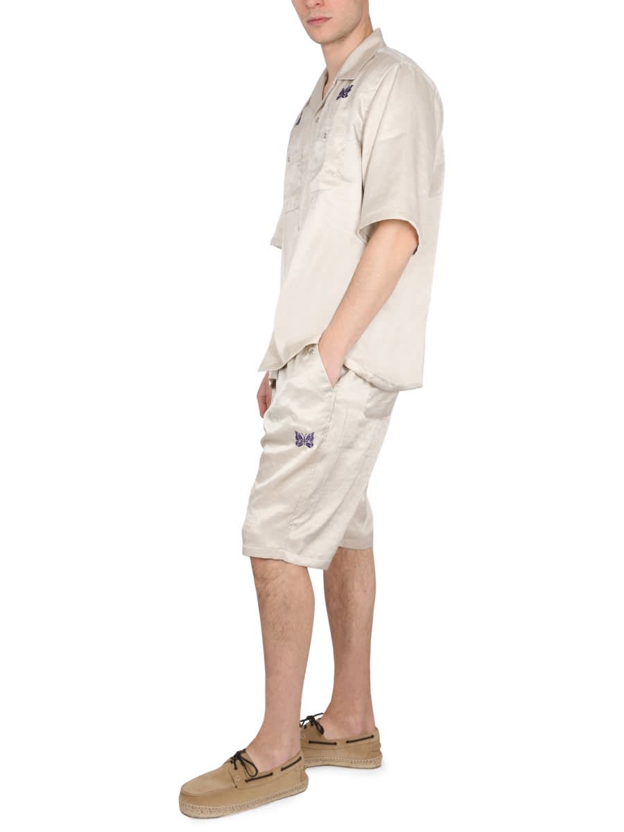 Needles Elastic Waistband Cowboy Bermuda Shorts In Beige