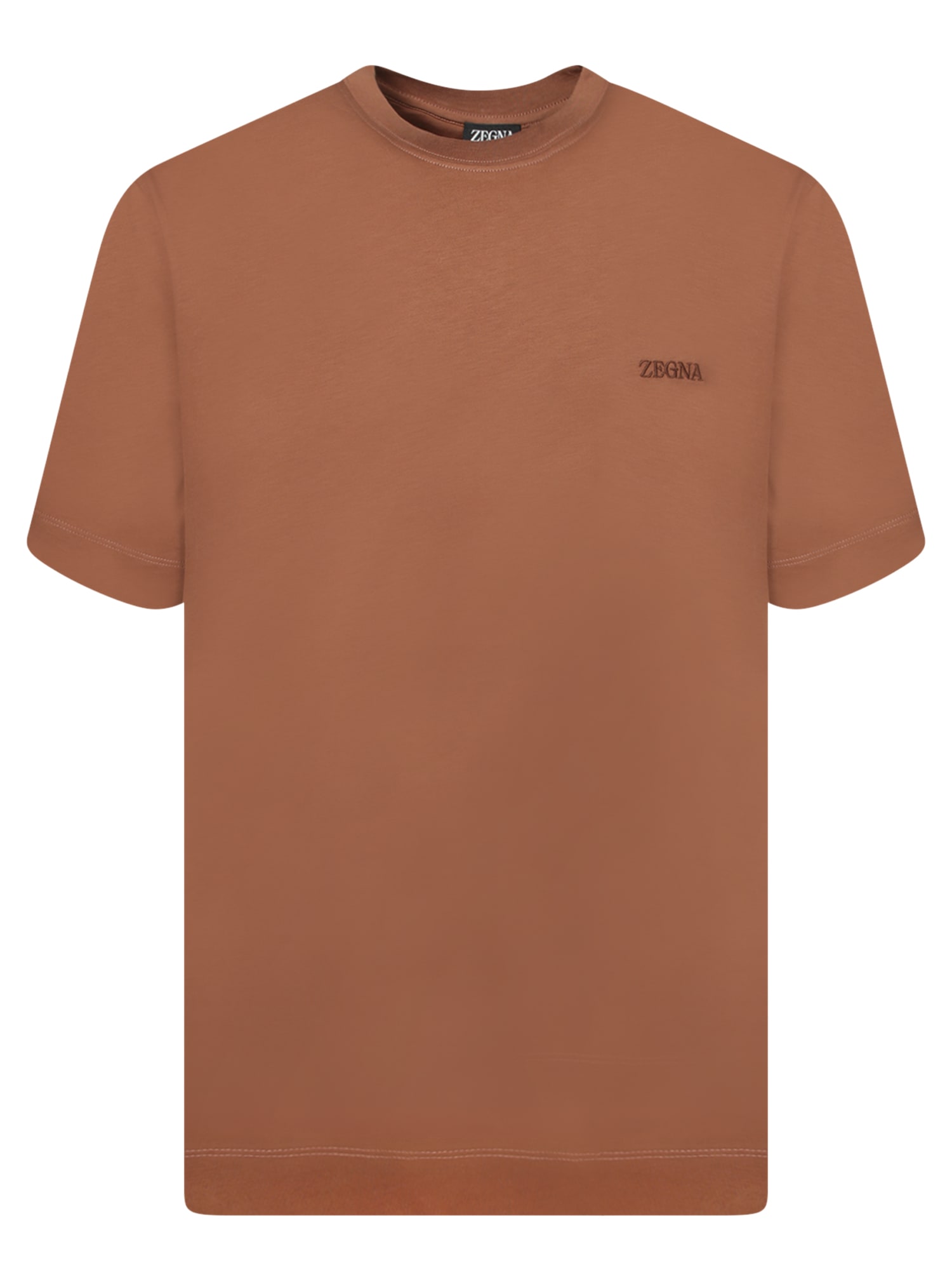 Shop Zegna Brown Cotton T-shirt