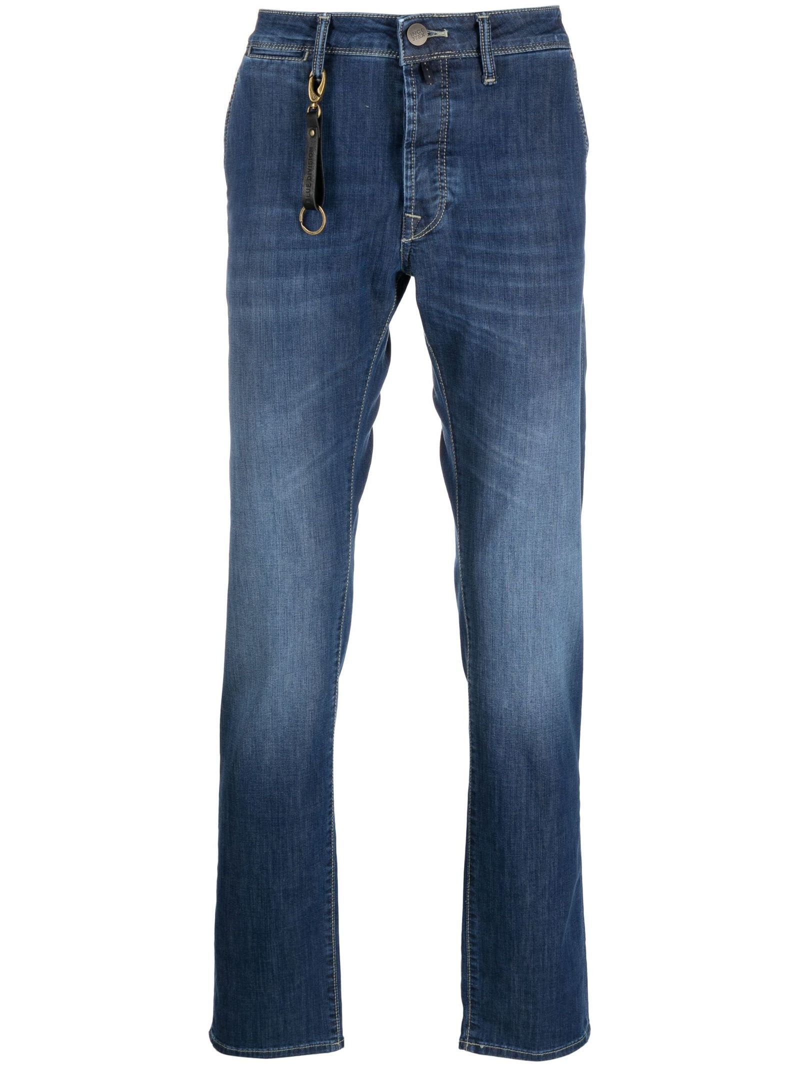 Shop Incotex Indigo Blue Cotton Blend Jeans