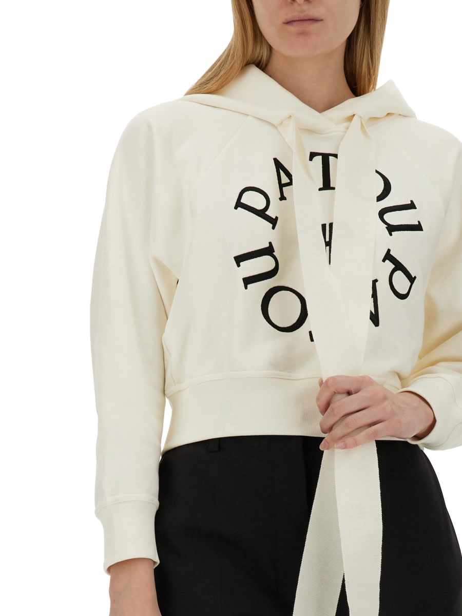 Shop Patou Sweatshirt With Logo Embroidery In Ivory