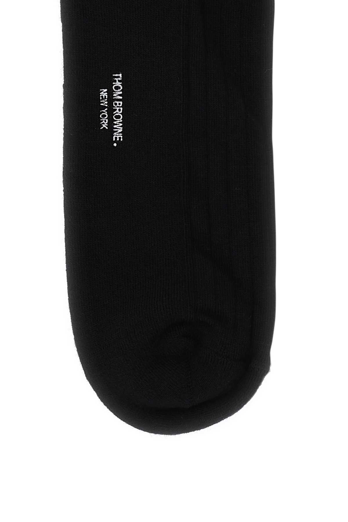 Shop Thom Browne Black Stretch Cotton Blend Socks In 001