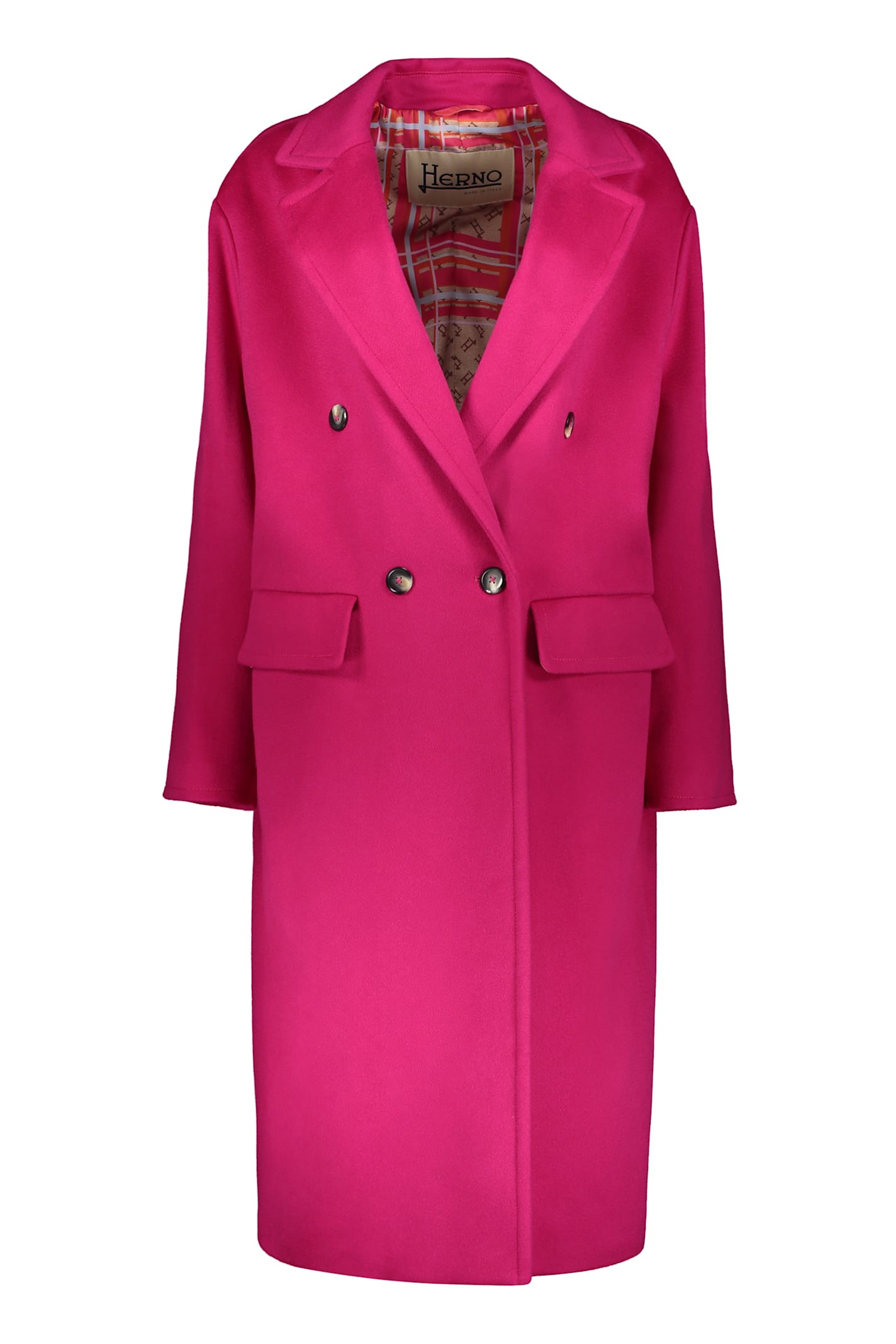 Herno Elegant Fuchsia Coat With A Reversible Collar In Pink