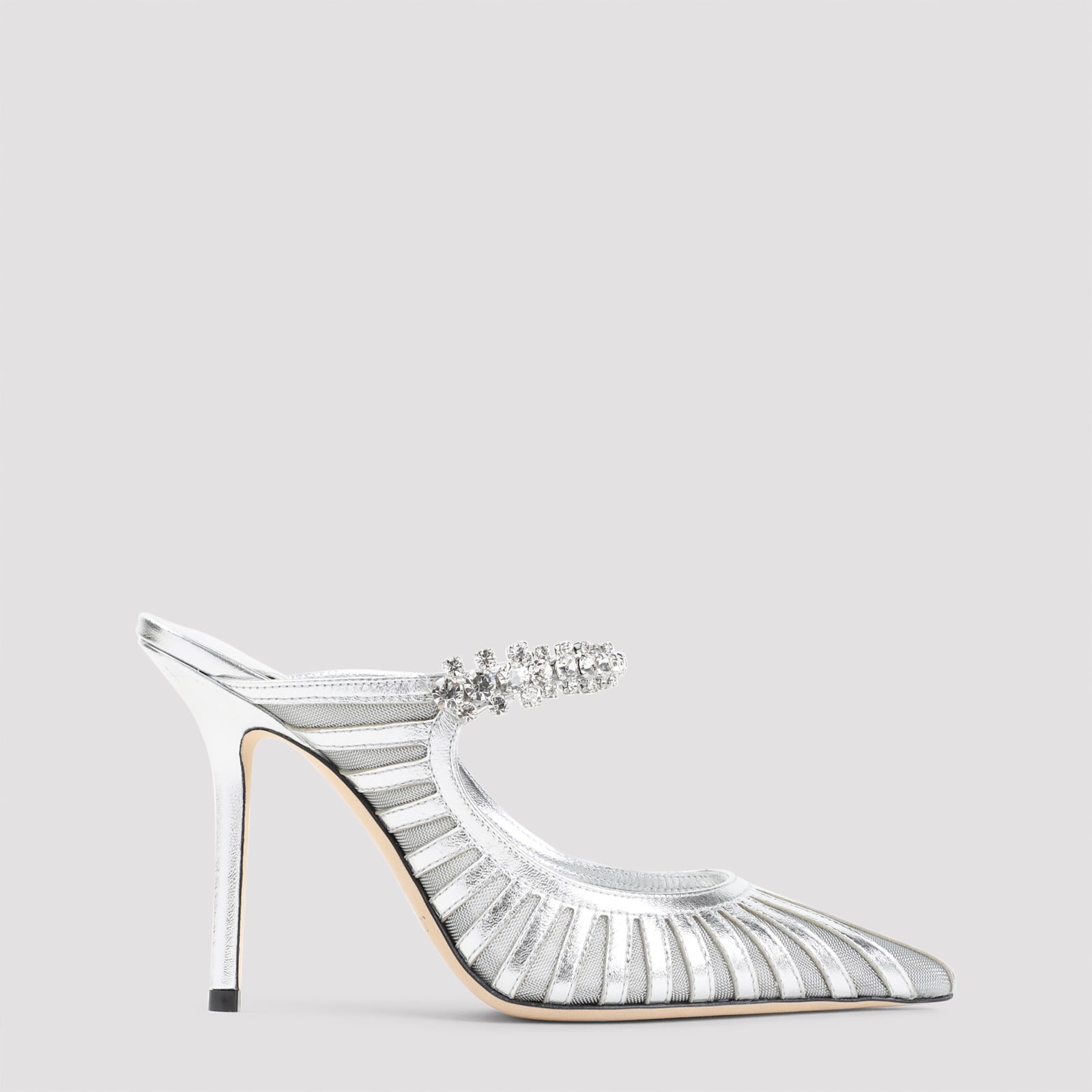 Jimmy Choo 100mm Bing Crystal-embellished Mules In White