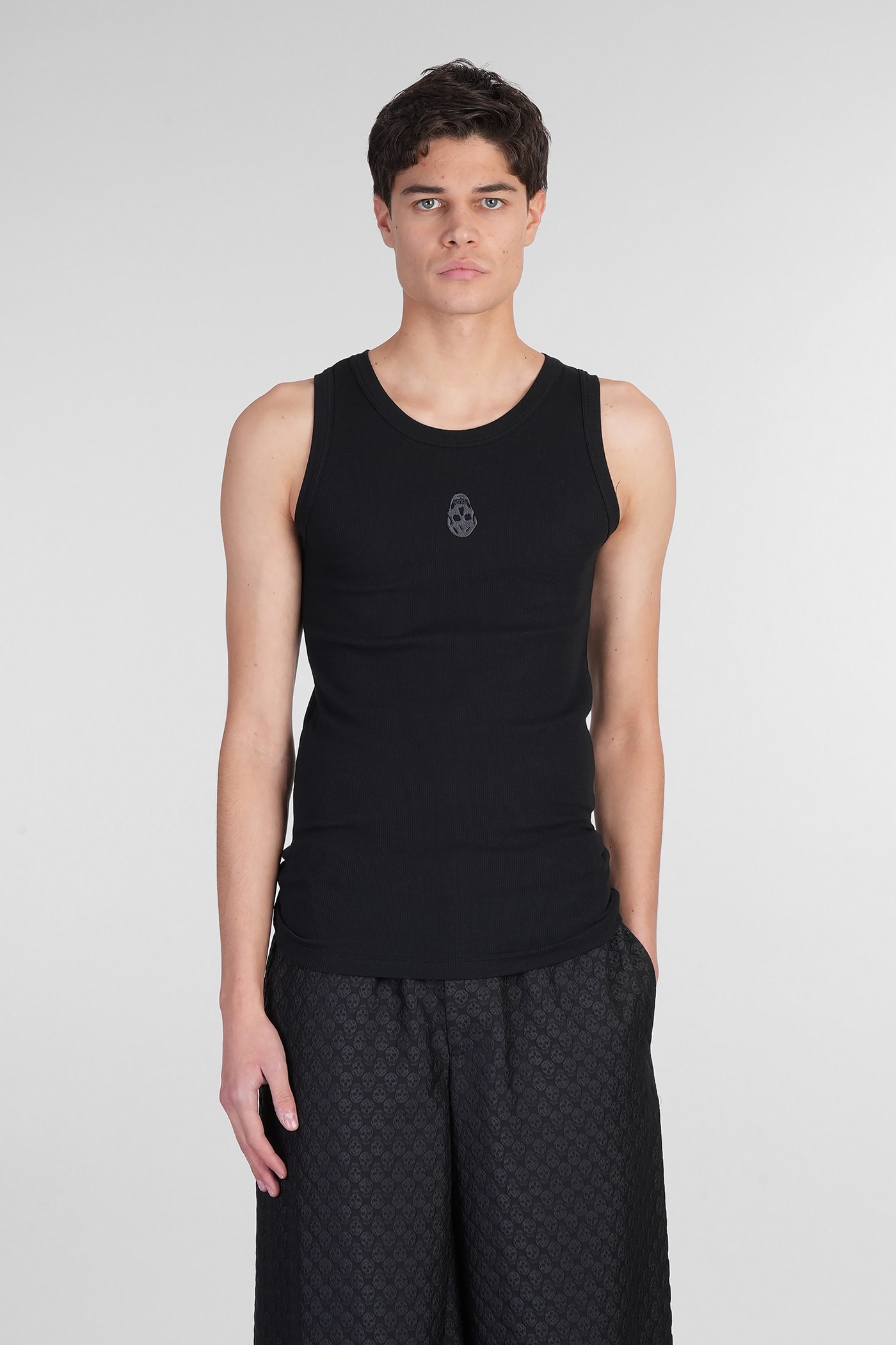 Tank Top In Black Cotton