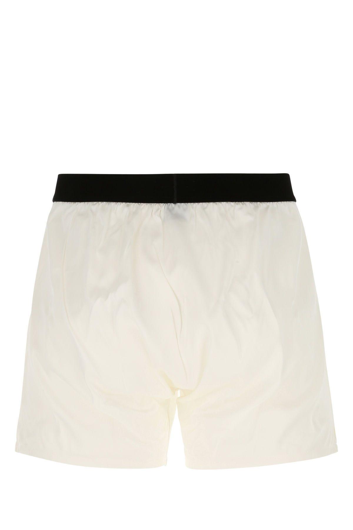Tom Ford Ivory Stretch Silk Boxer In White