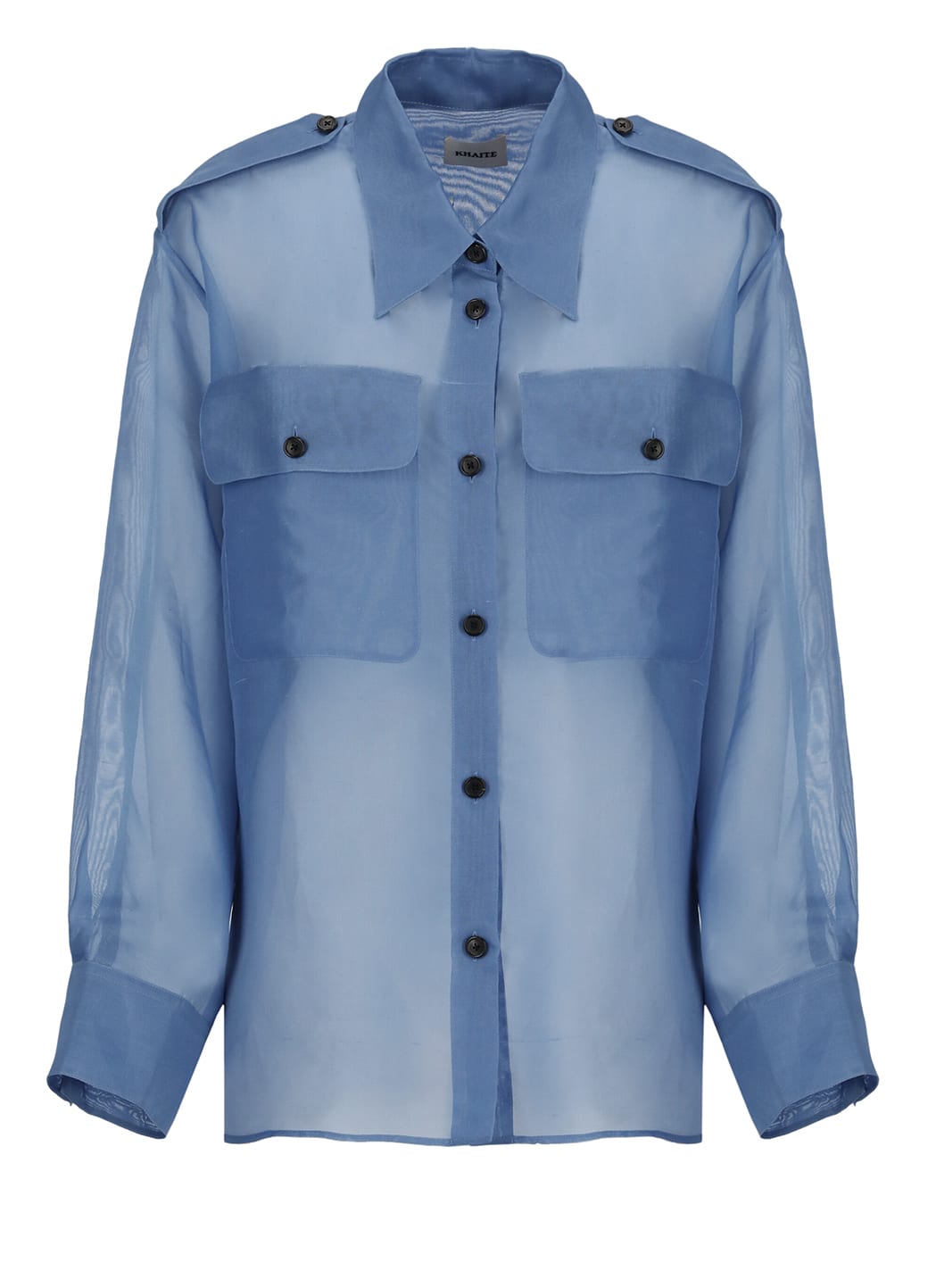 Shop Khaite Silk Shirt In Blue