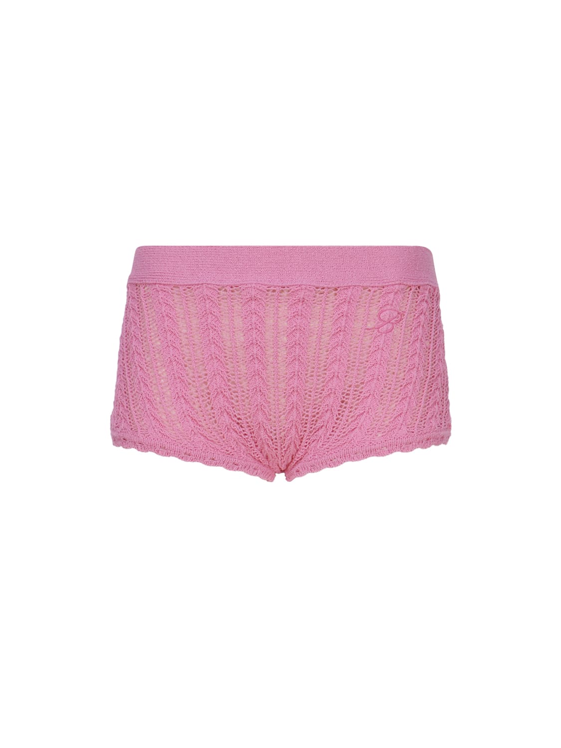 Blumarine Cotton Knit Shorts In Pink Geranio