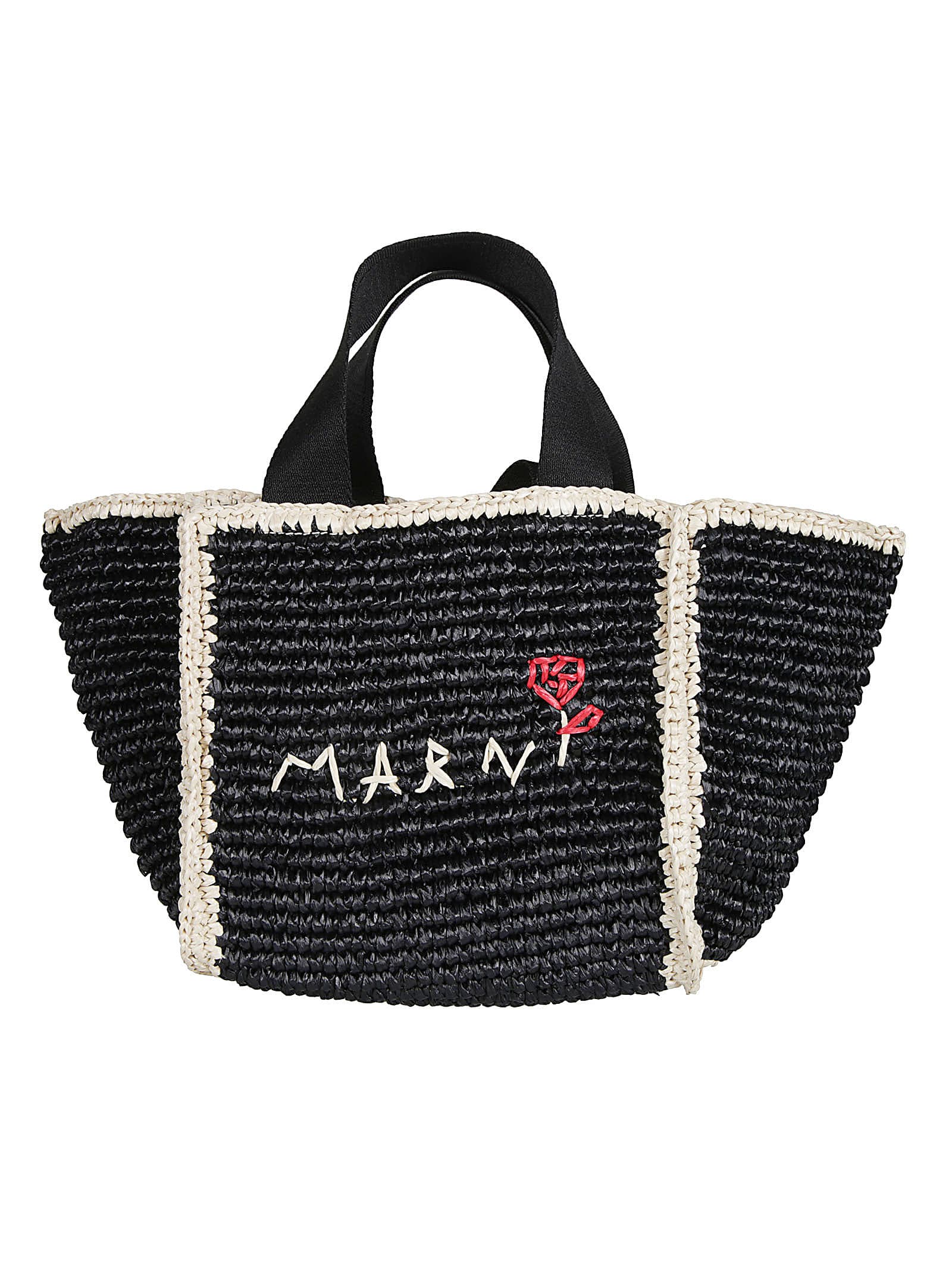 Logo Embroidered Woven Top Handle Tote