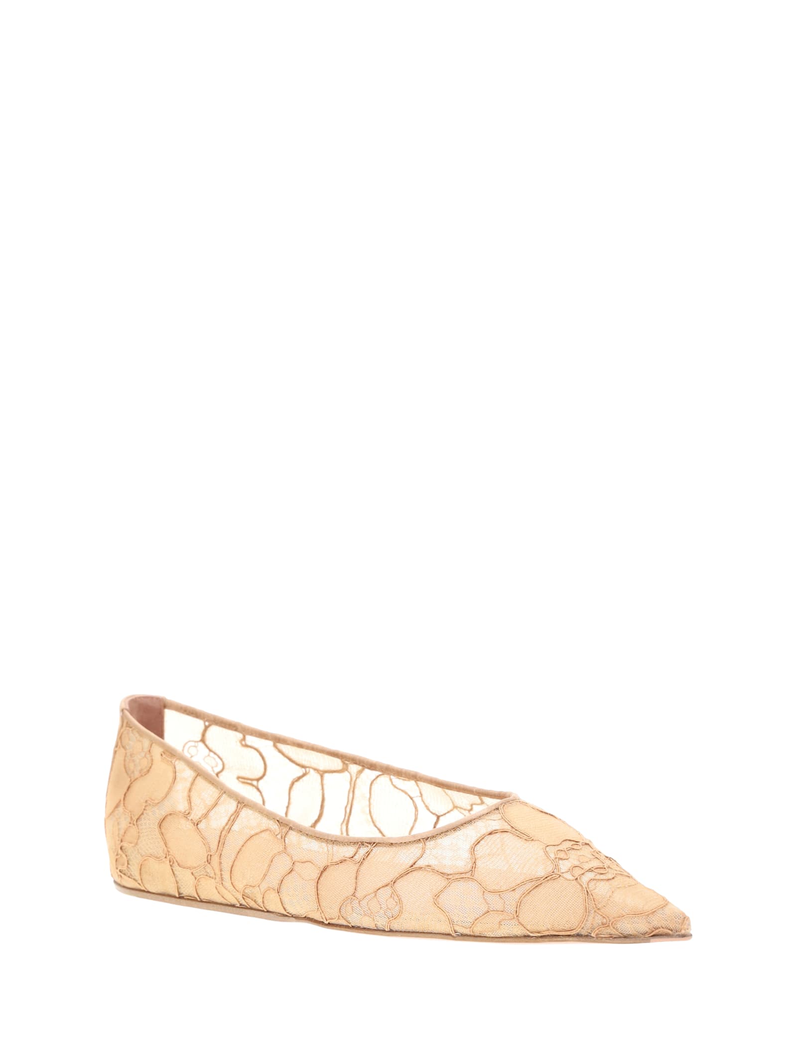 Amina Muaddi Barbara Lace Pointed-toe Ballet Flats